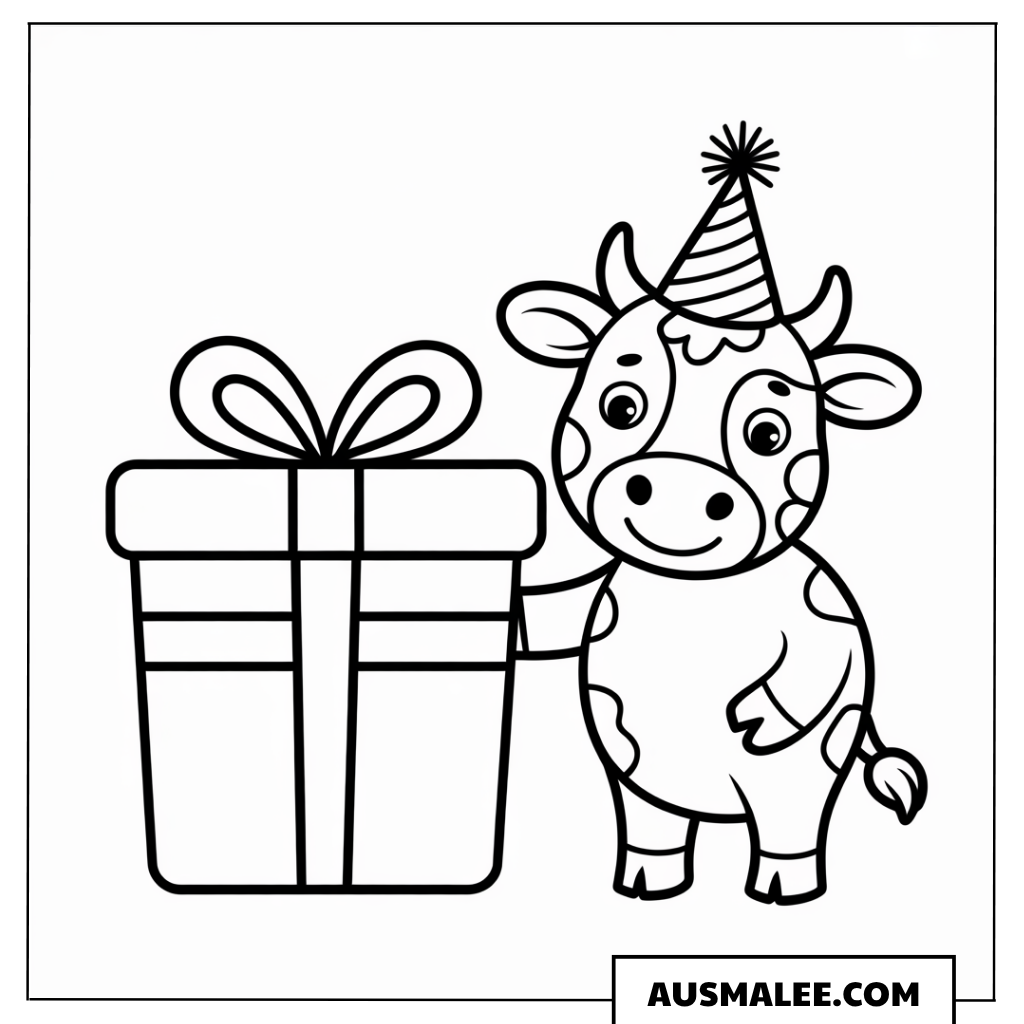 Geburtstag Kuh Ausmalbild