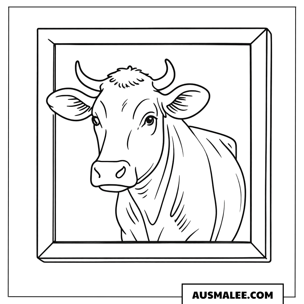 Gerahmte Kuh Ausmalbild