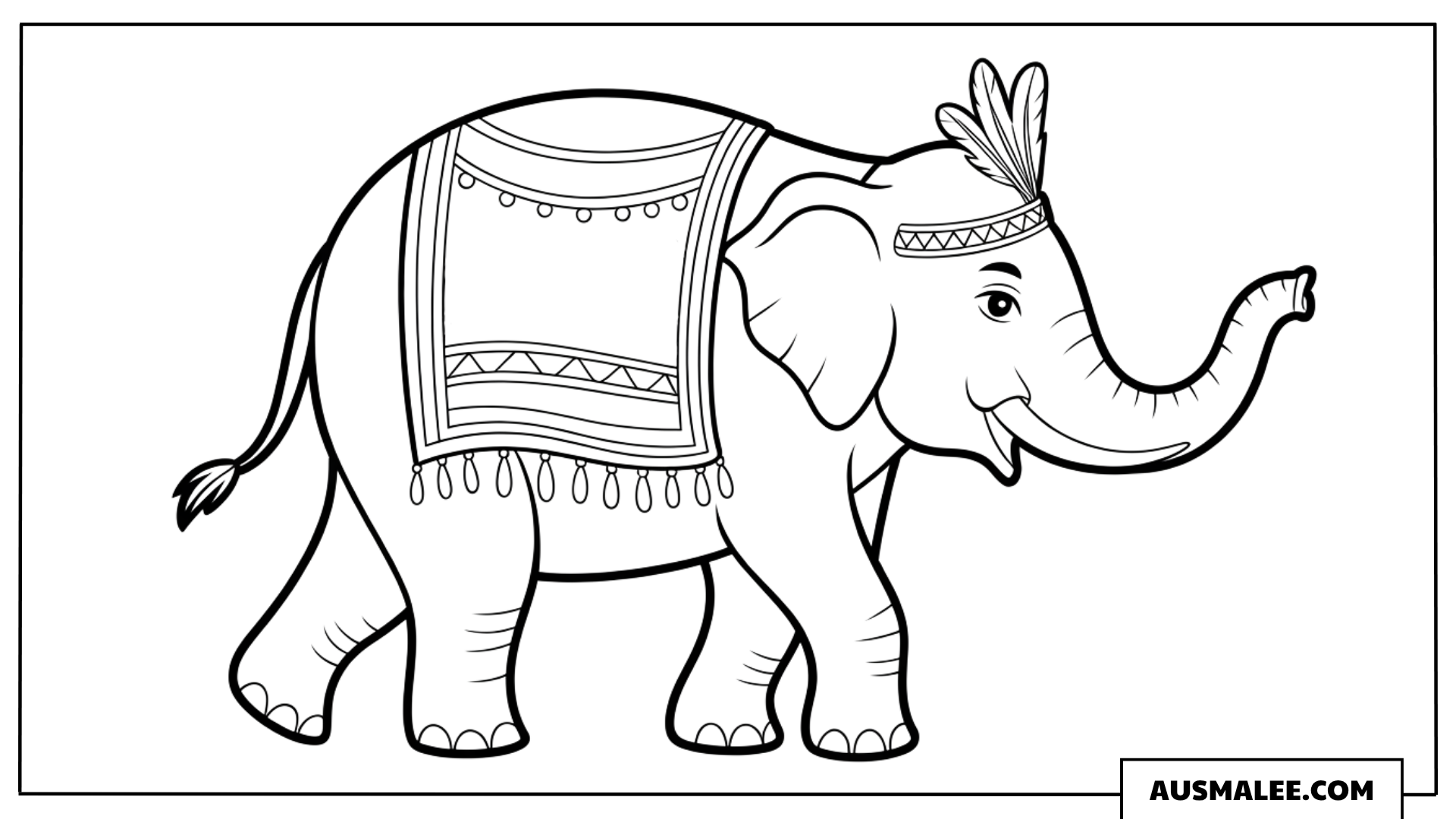 Geschmückter Zirkus-Elefant ausmalbild