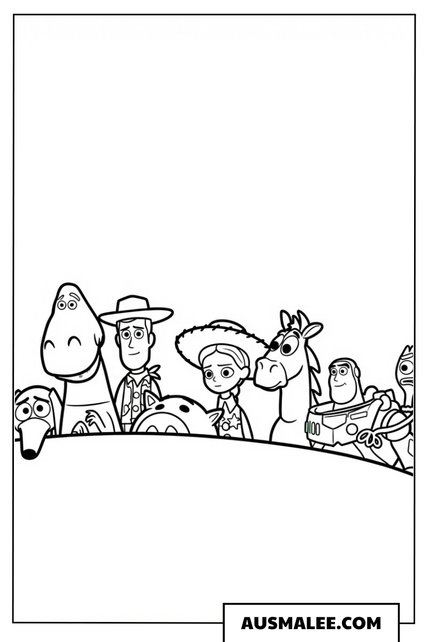 Große Toy Story 5 Gruppe ausmalbild