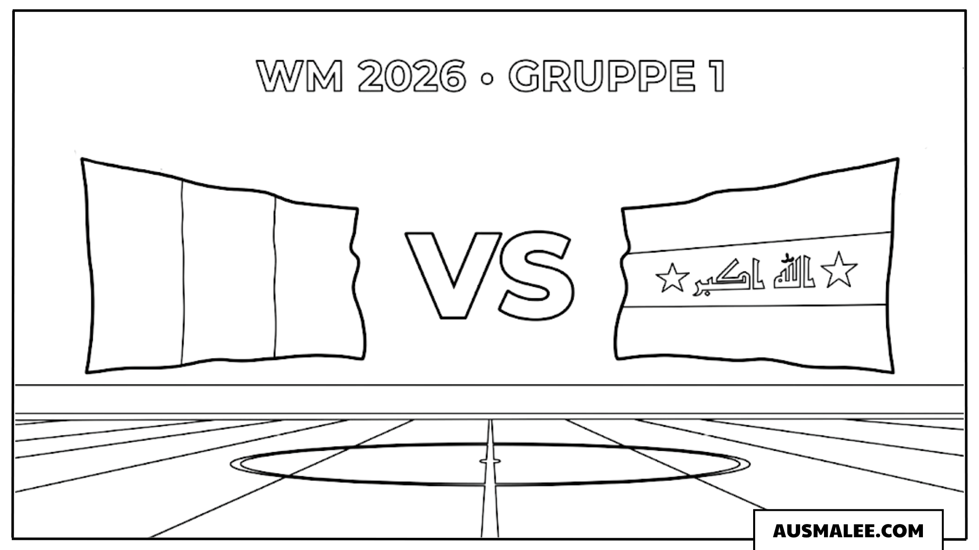 Gruppenmatch Frankreich vs Irak Poster Ausmalbild