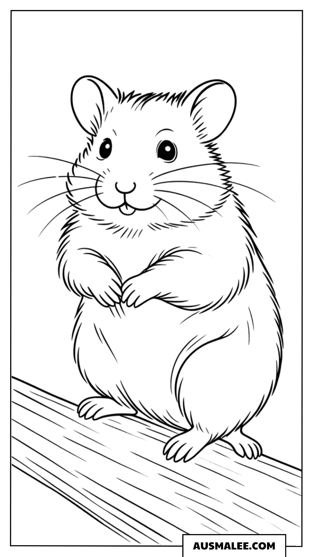 Hamster auf einem Ast Ausmalbild