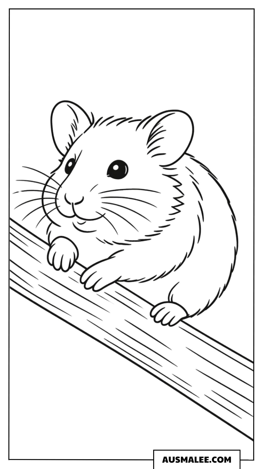 Hamster auf einem Ast Ausmalbild