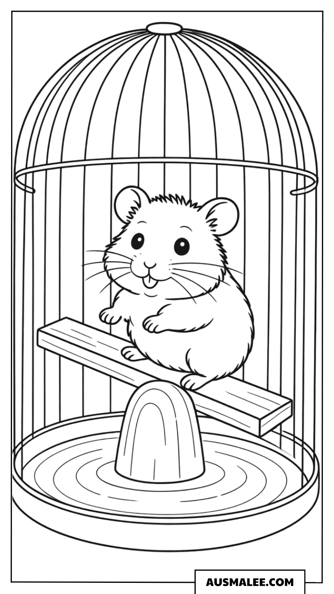 Hamster im Käfig Ausmalbild