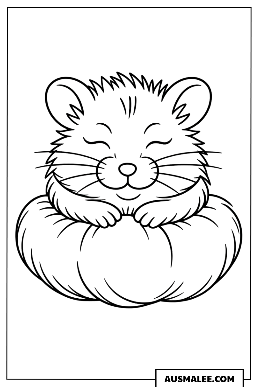 Hamster in einem Kürbis Ausmalbild