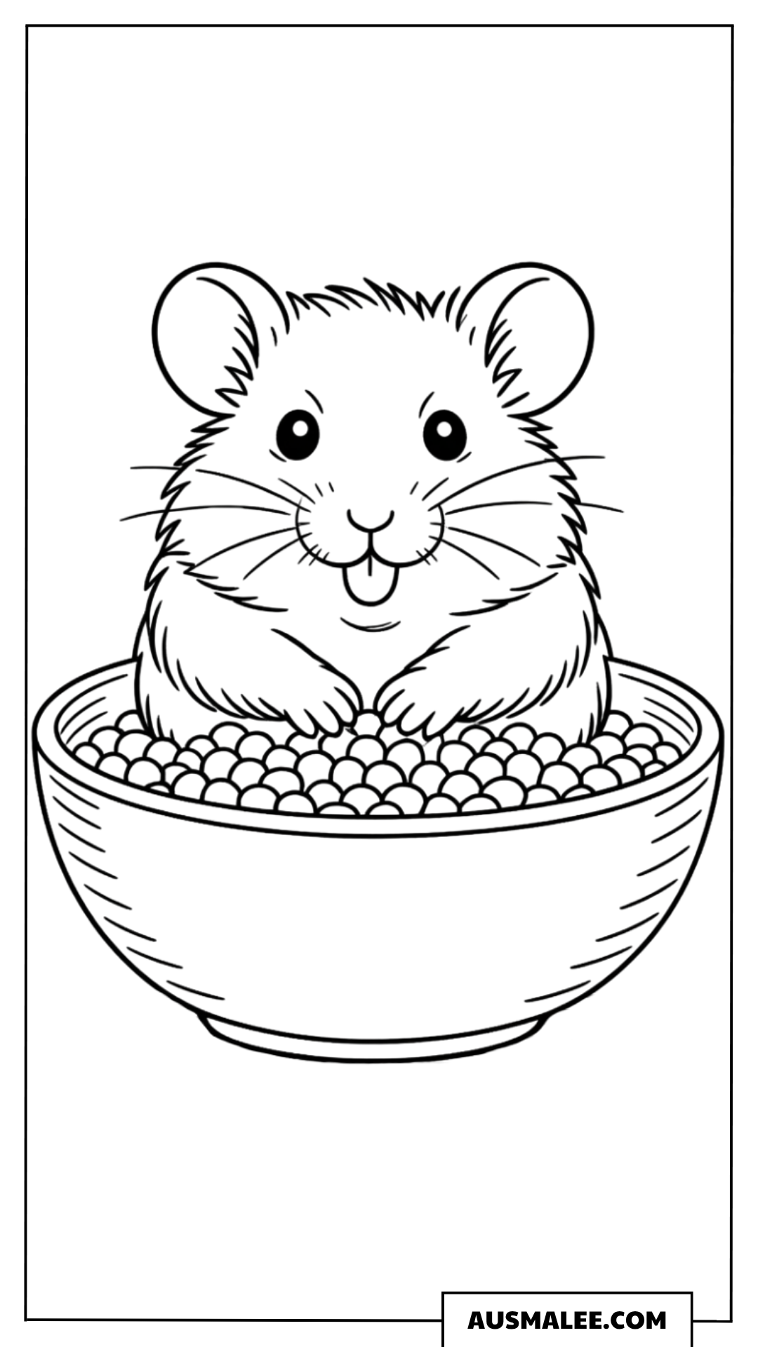 Hamster in einer Futterschüssel Ausmalbild