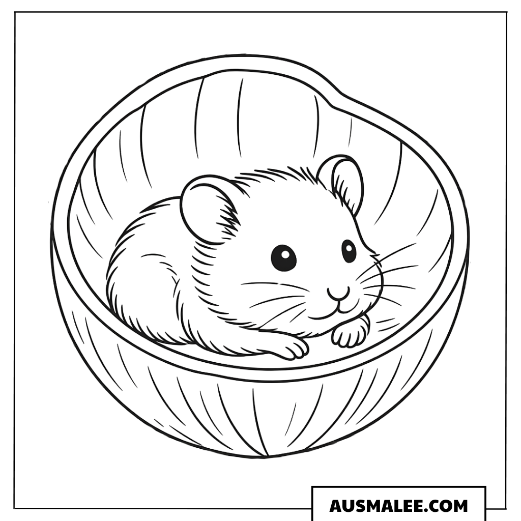 Hamster in einer Nussschale Ausmalbild