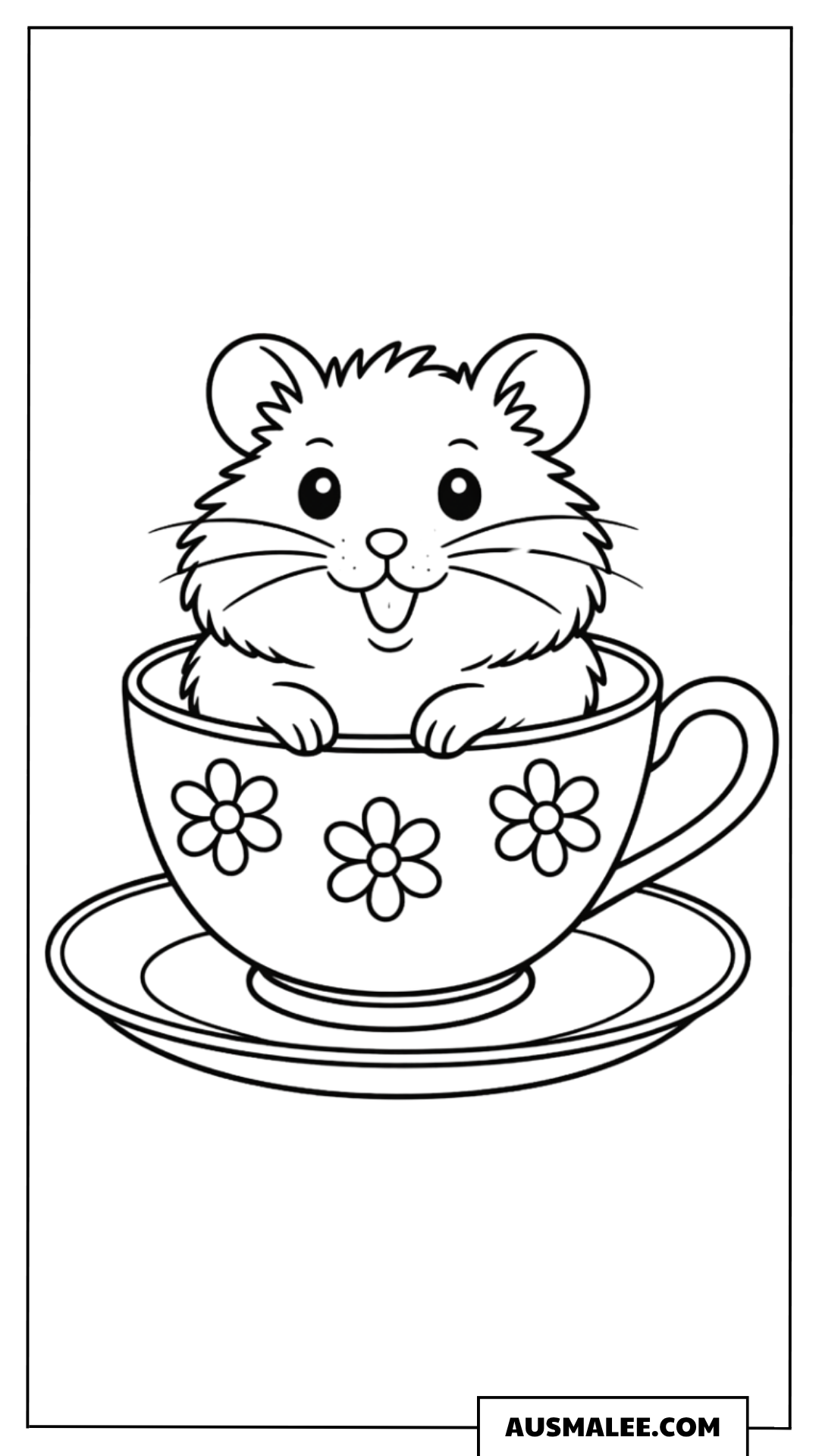 Hamster in einer Teetasse Ausmalbild