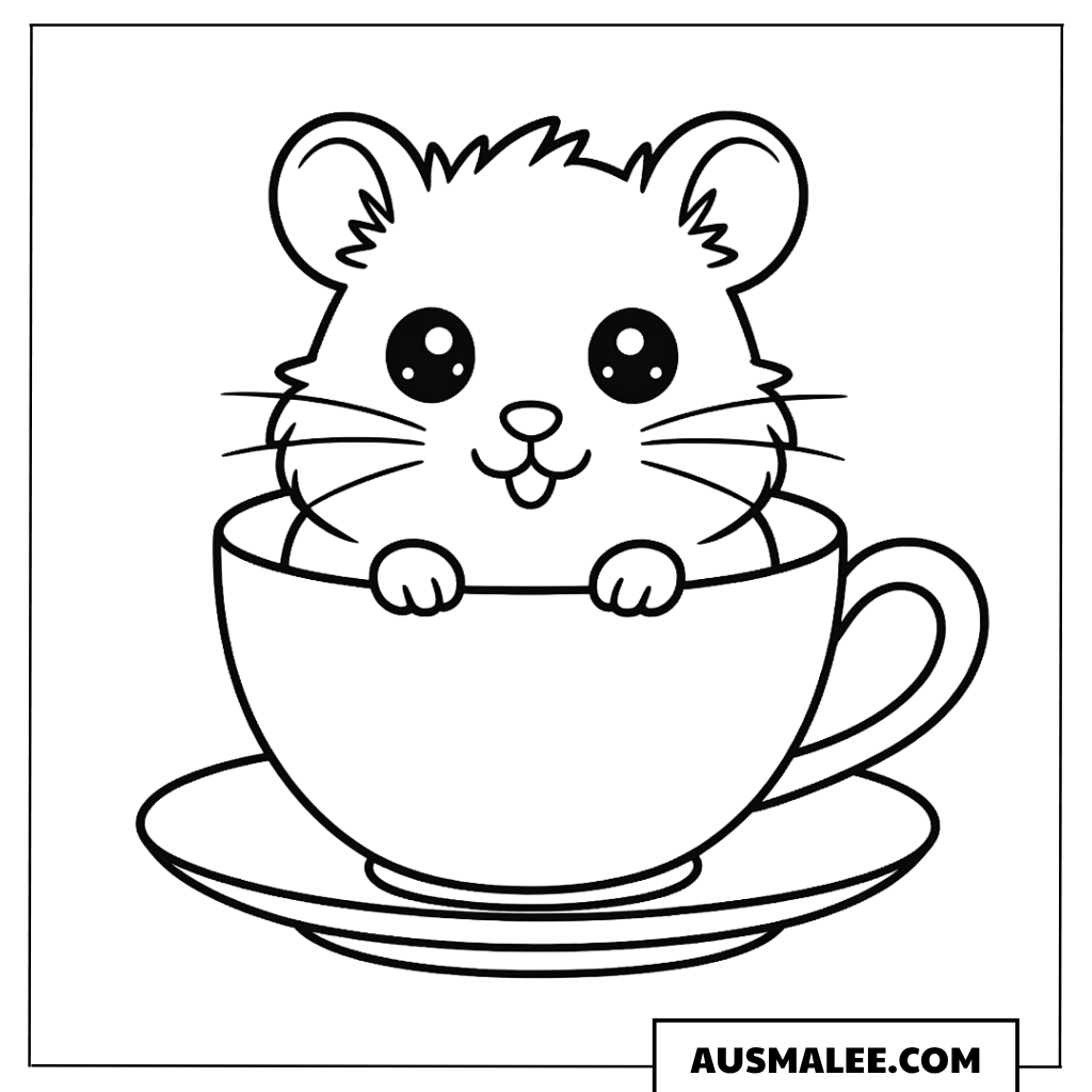 Hamster in einer Teetasse Ausmalbild