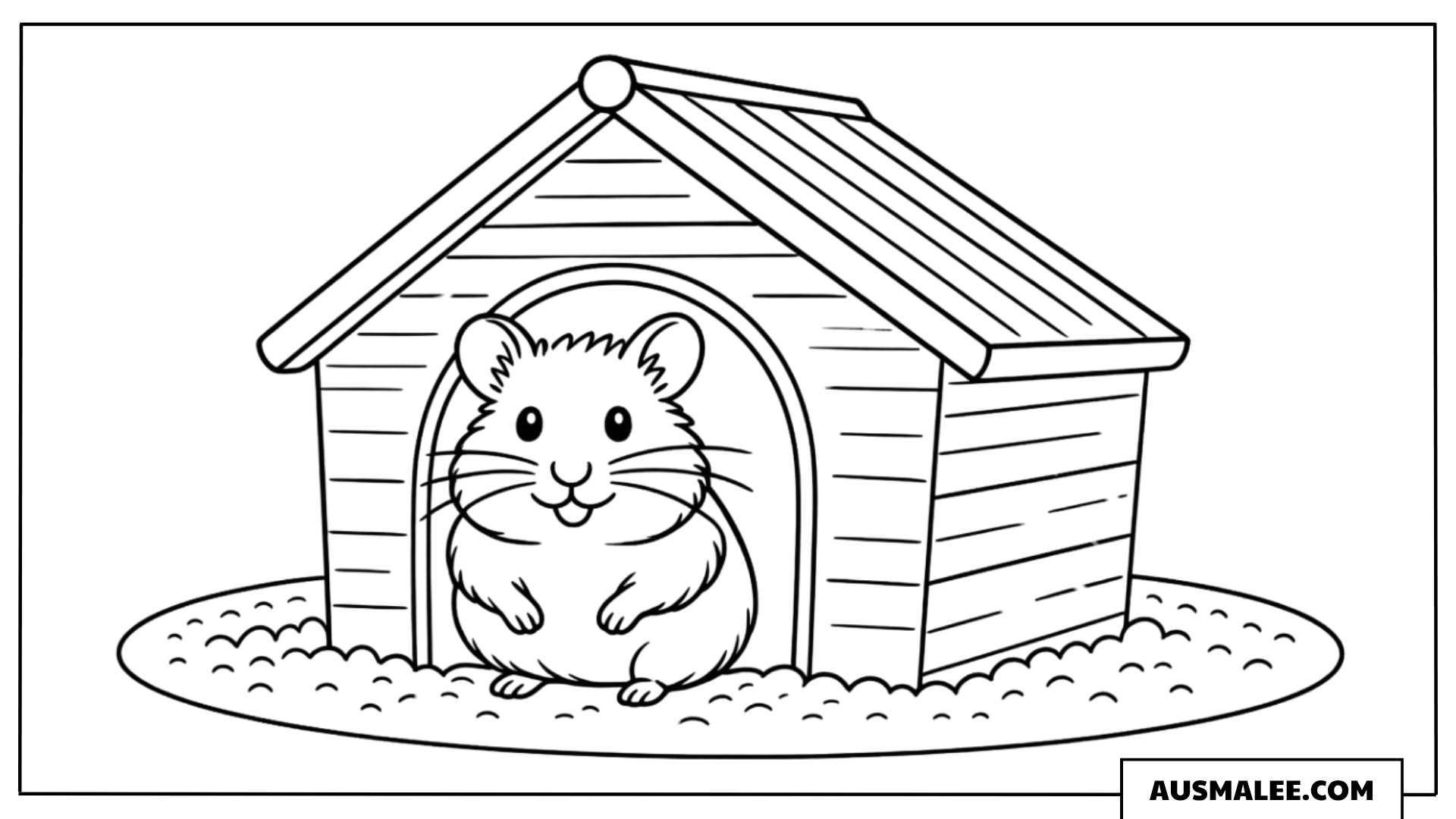 Hamster in seinem Häuschen Ausmalbild
