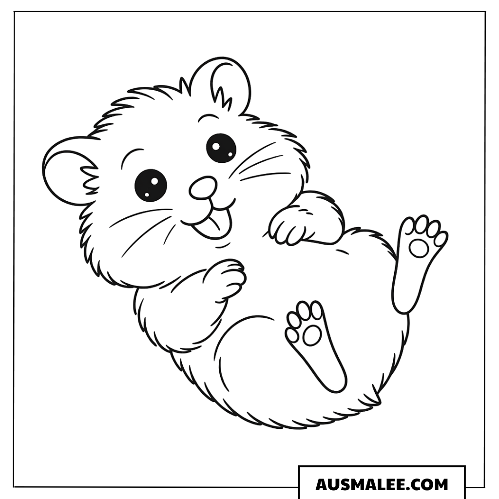 Hamster liegt auf dem Rücken Ausmalbild