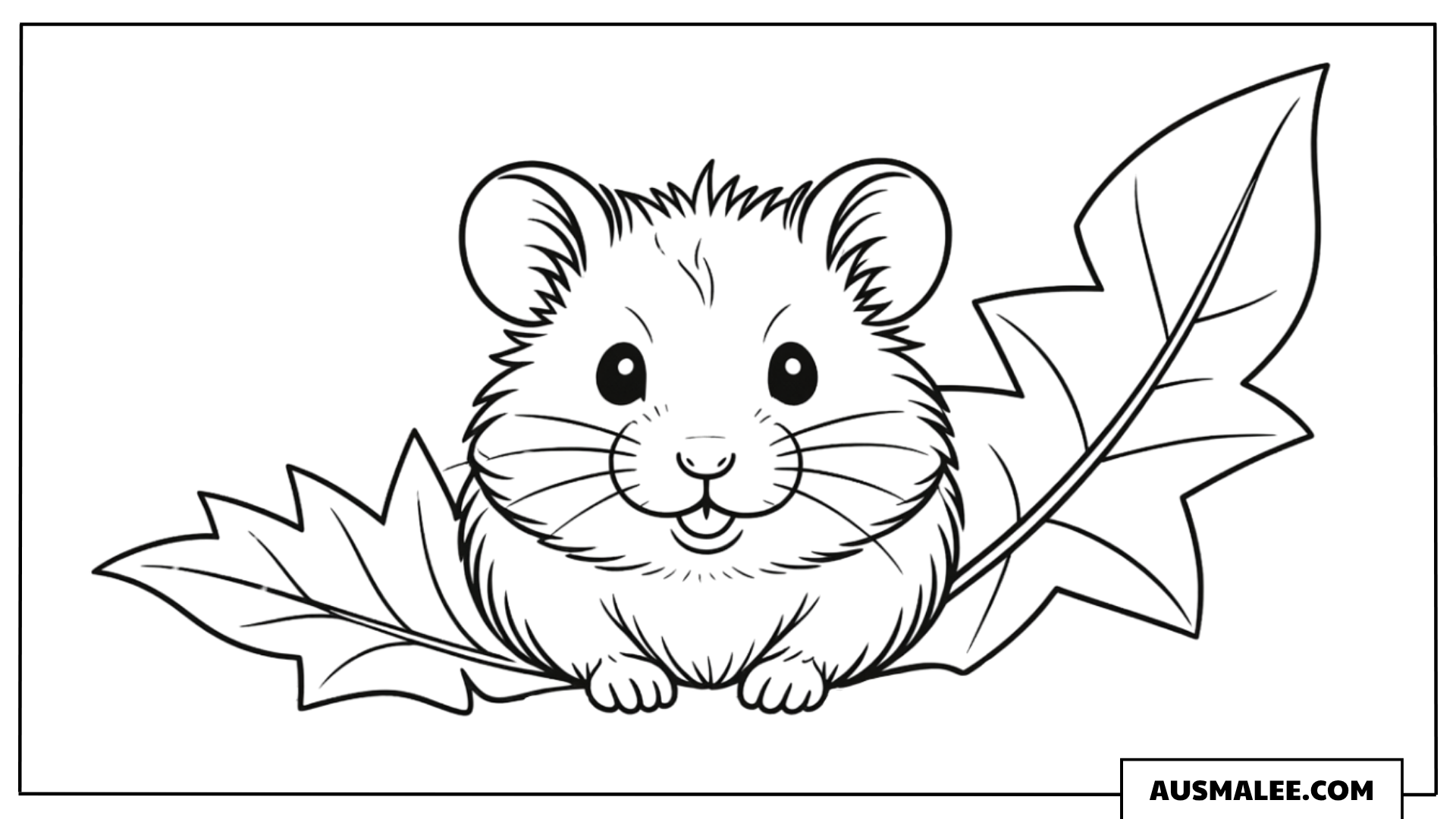 Hamster mit Blatt Ausmalbild