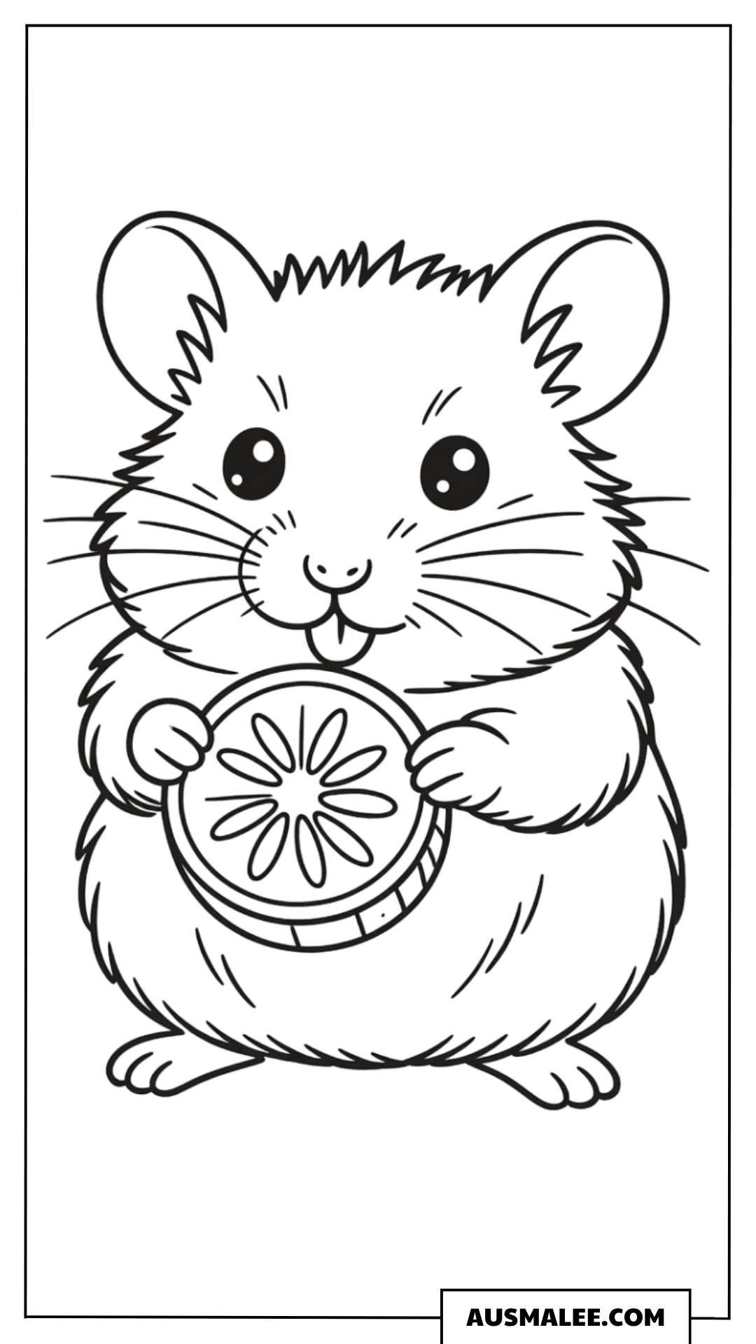Hamster mit Blume oder Keks Ausmalbild