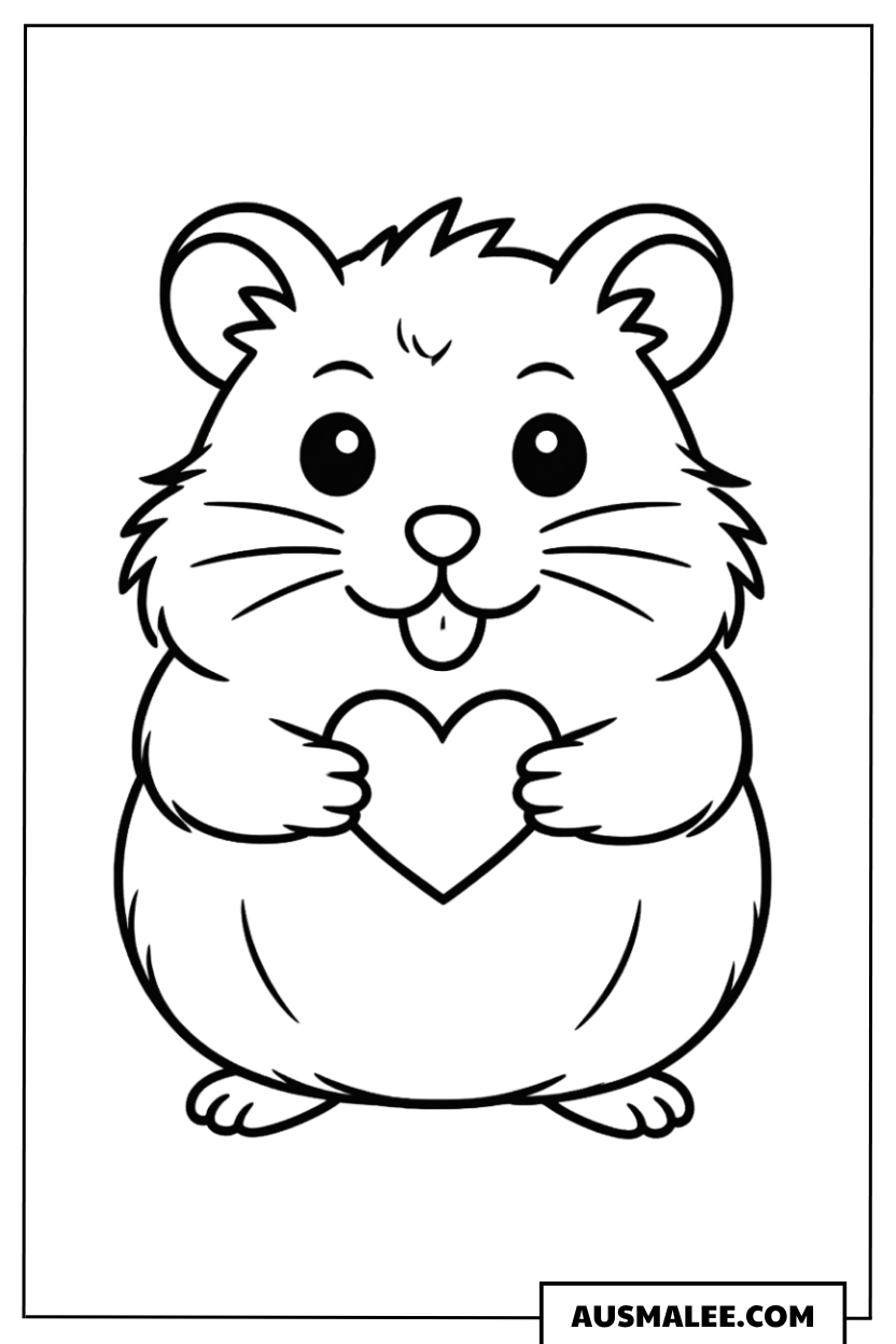 Hamster mit Herz Ausmalbild