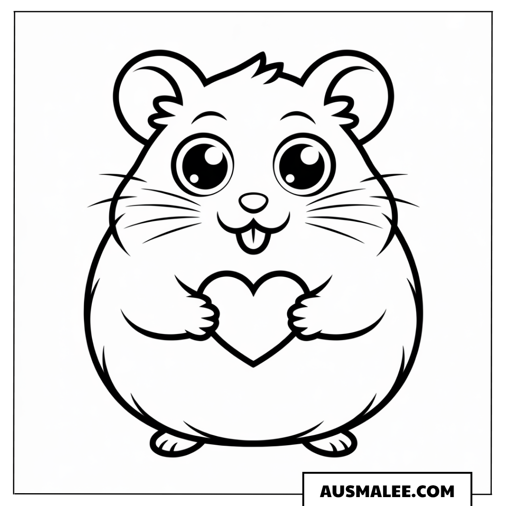 Hamster mit Herz Ausmalbild
