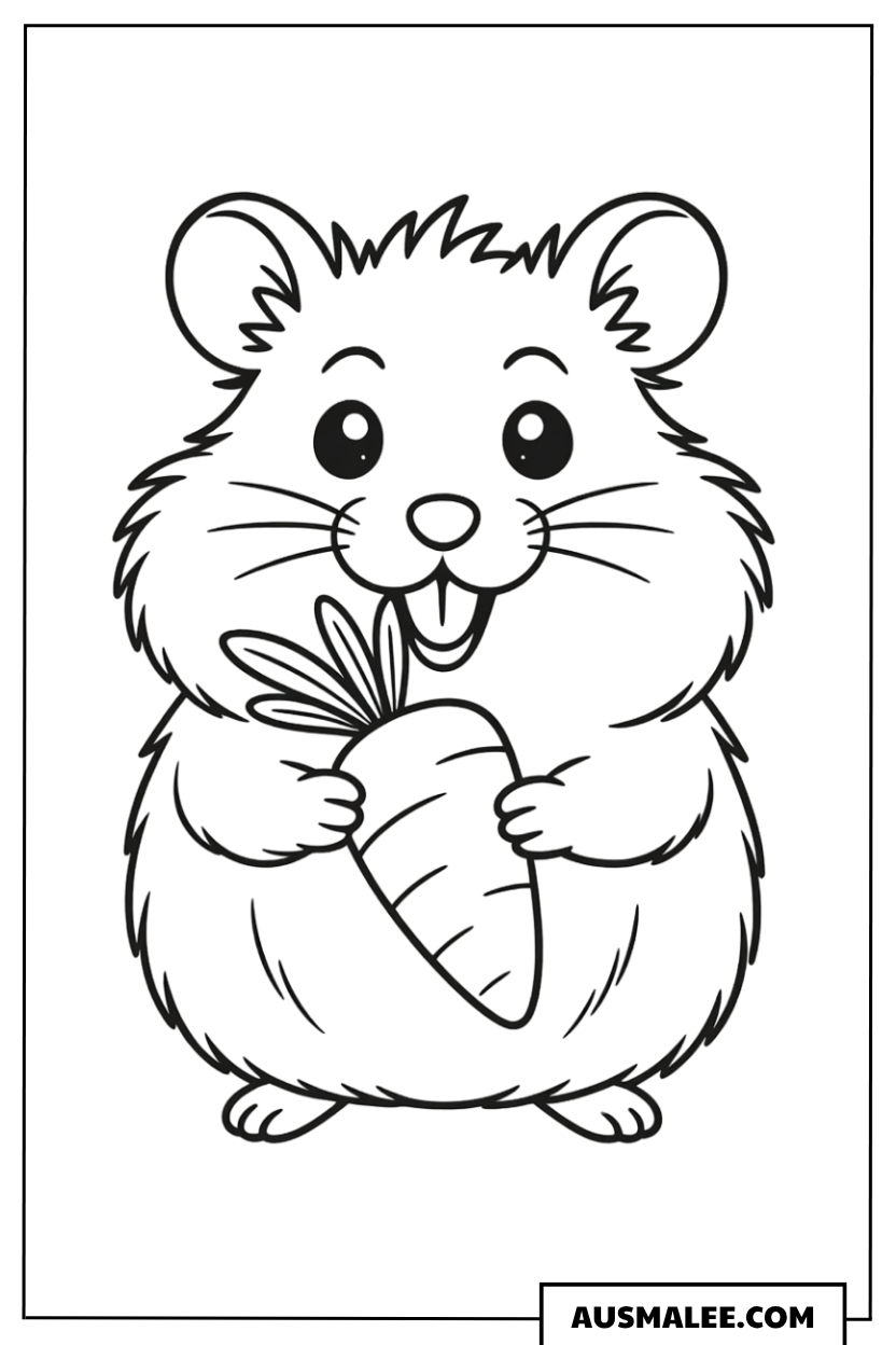 Hamster mit Karotte Ausmalbild