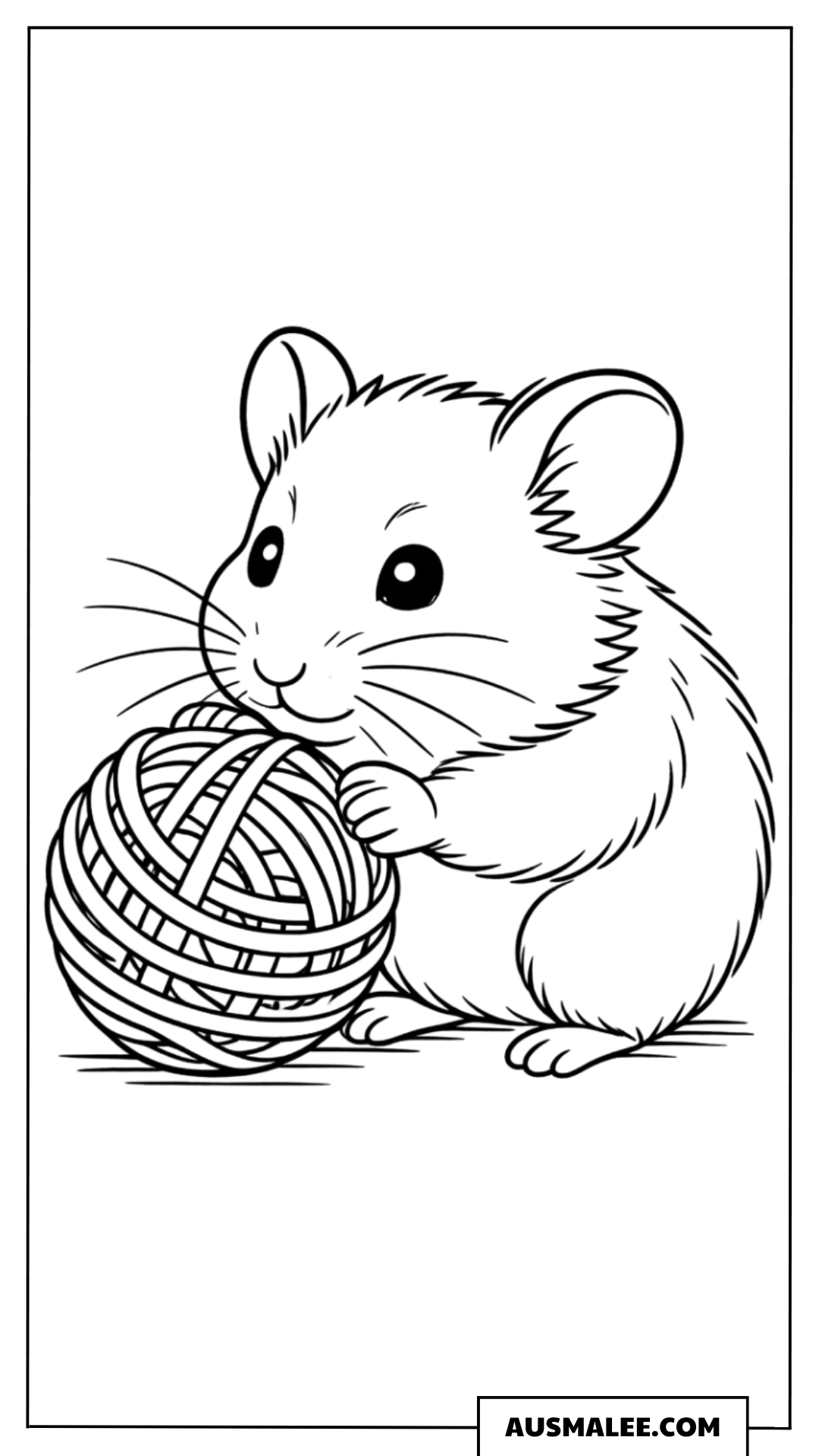 Hamster mit Wollknäuel Ausmalbild