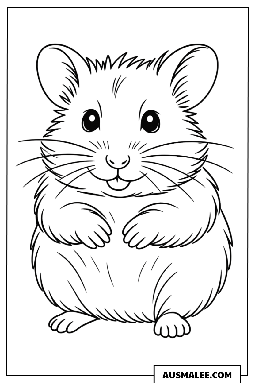 Hamster mit gefalteten Pfoten Ausmalbild
