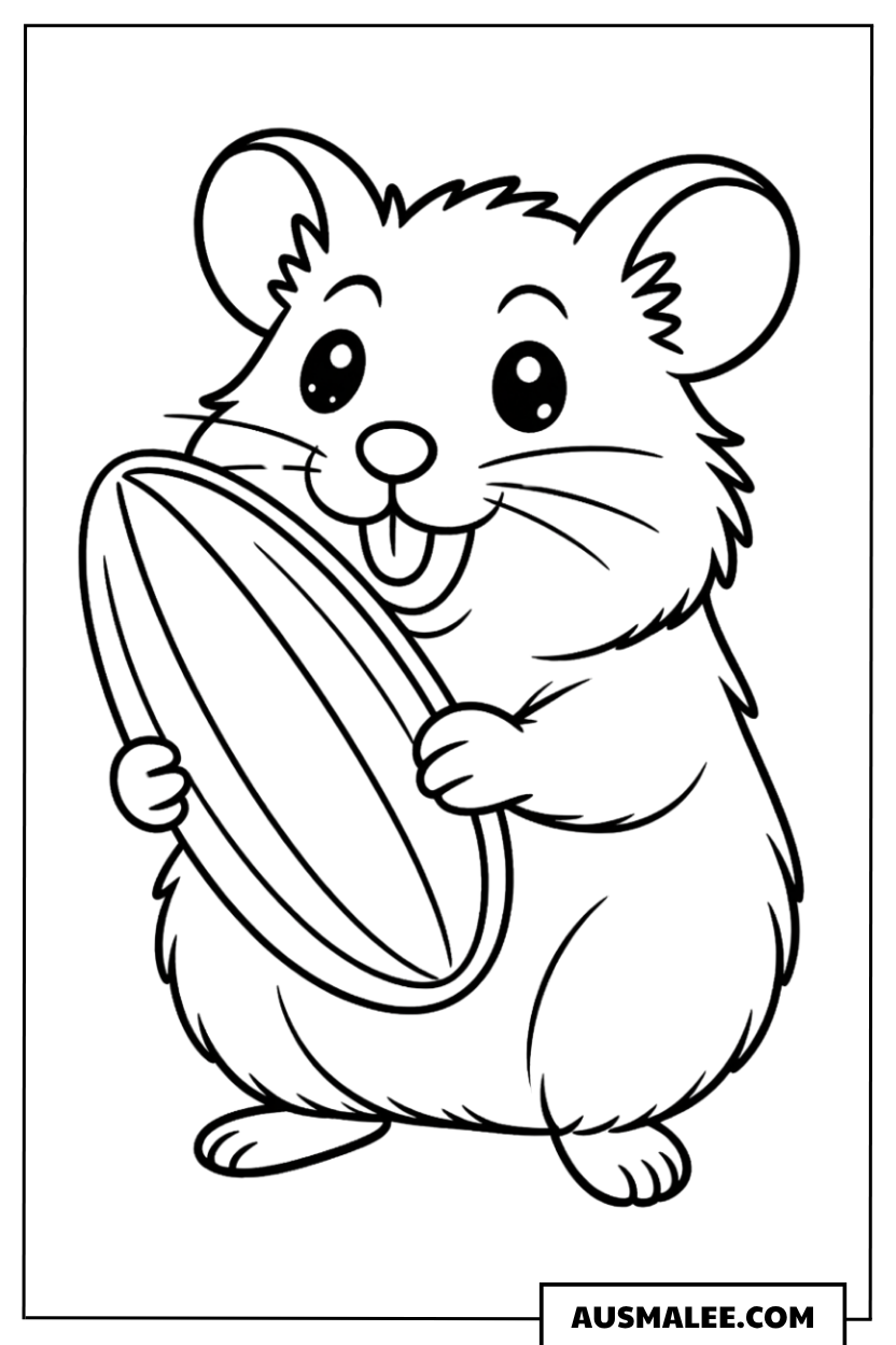 Hamster mit großer Schüssel Ausmalbild