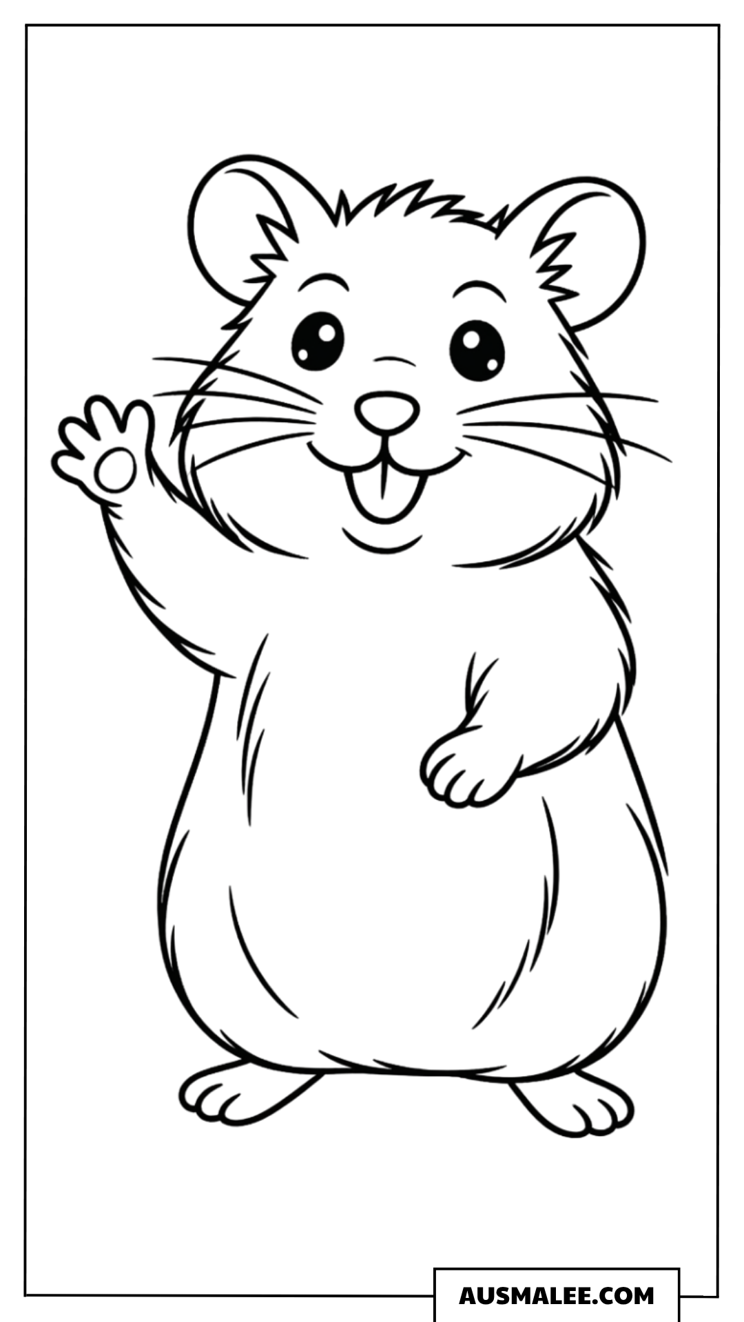 Hamster winkt fröhlich Ausmalbild