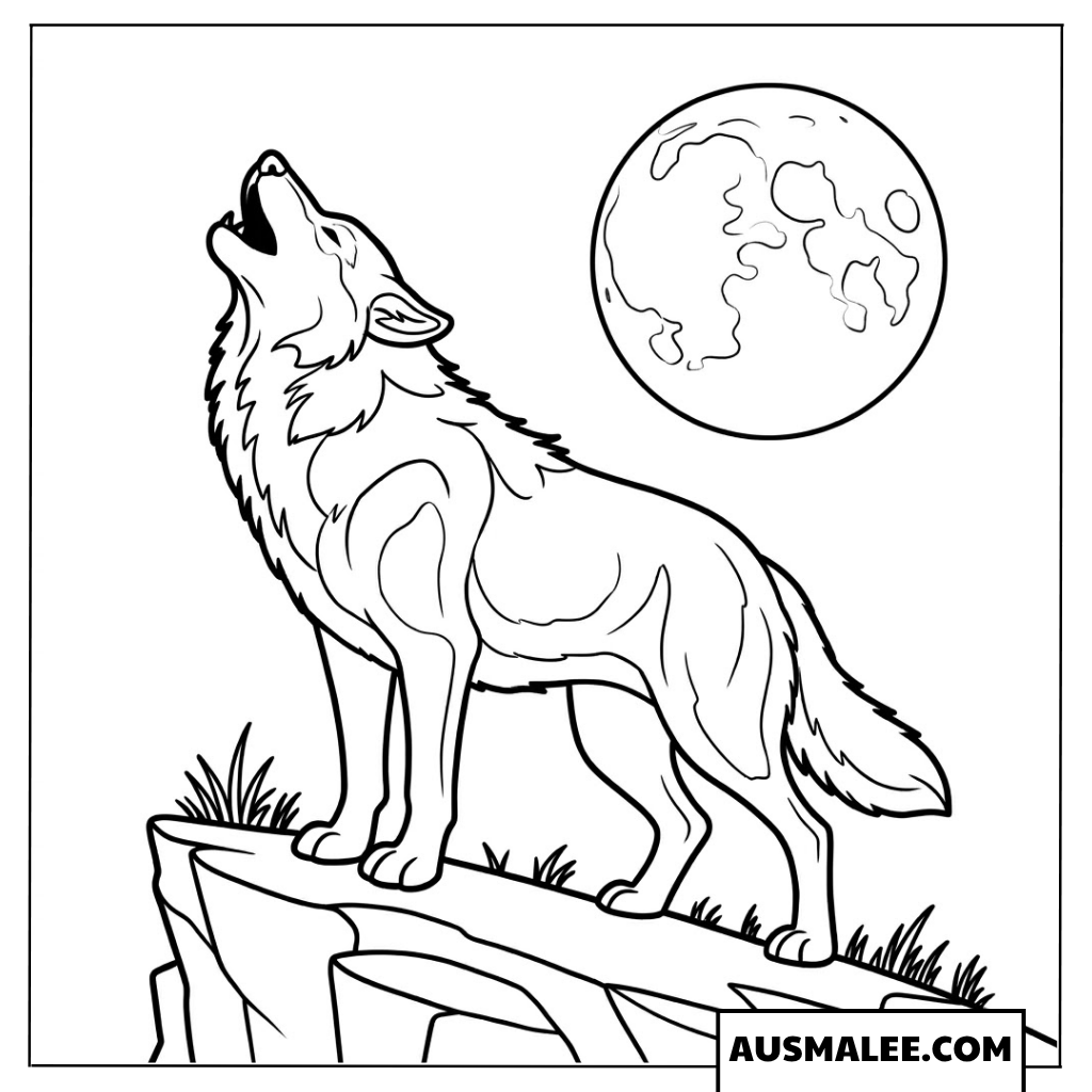 Heulender Wolf Auf Felsen Ausmalbilder