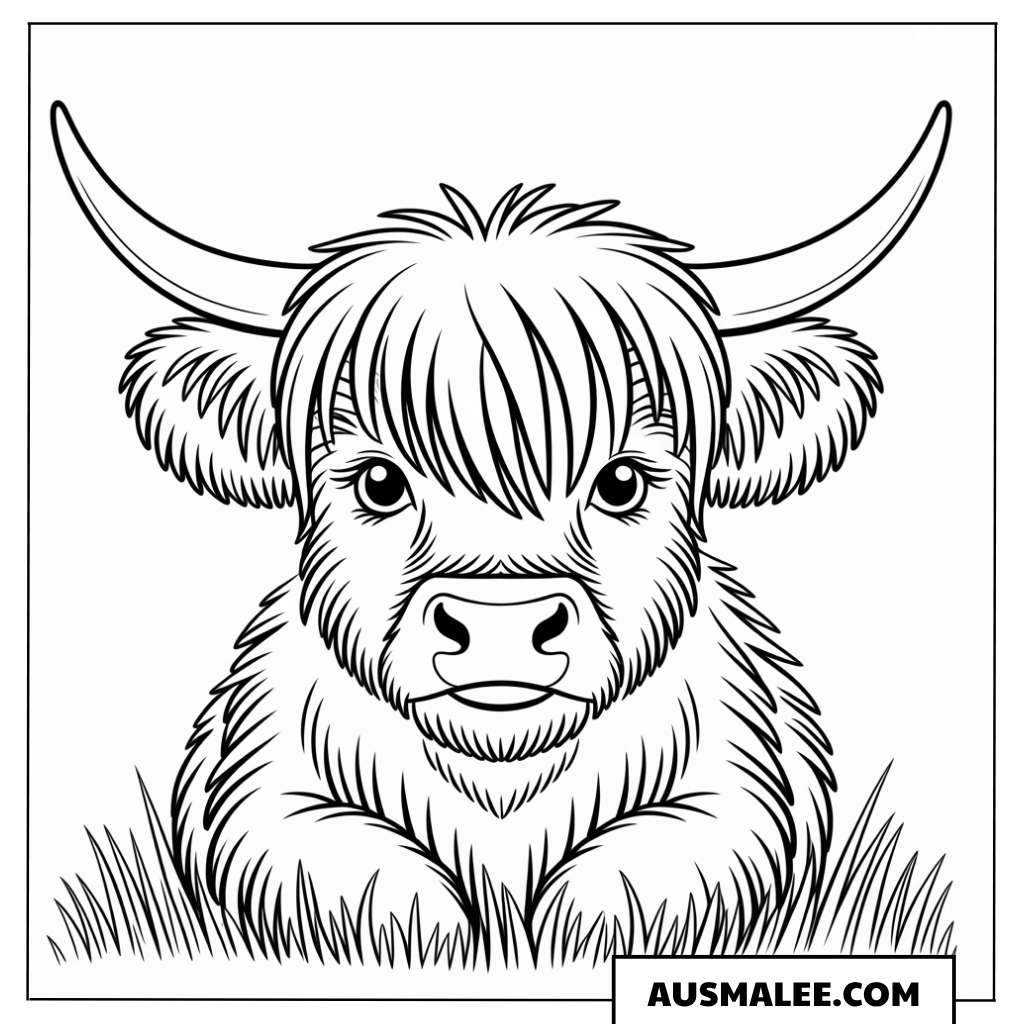 Highland Cow Portrait Ausmalbild