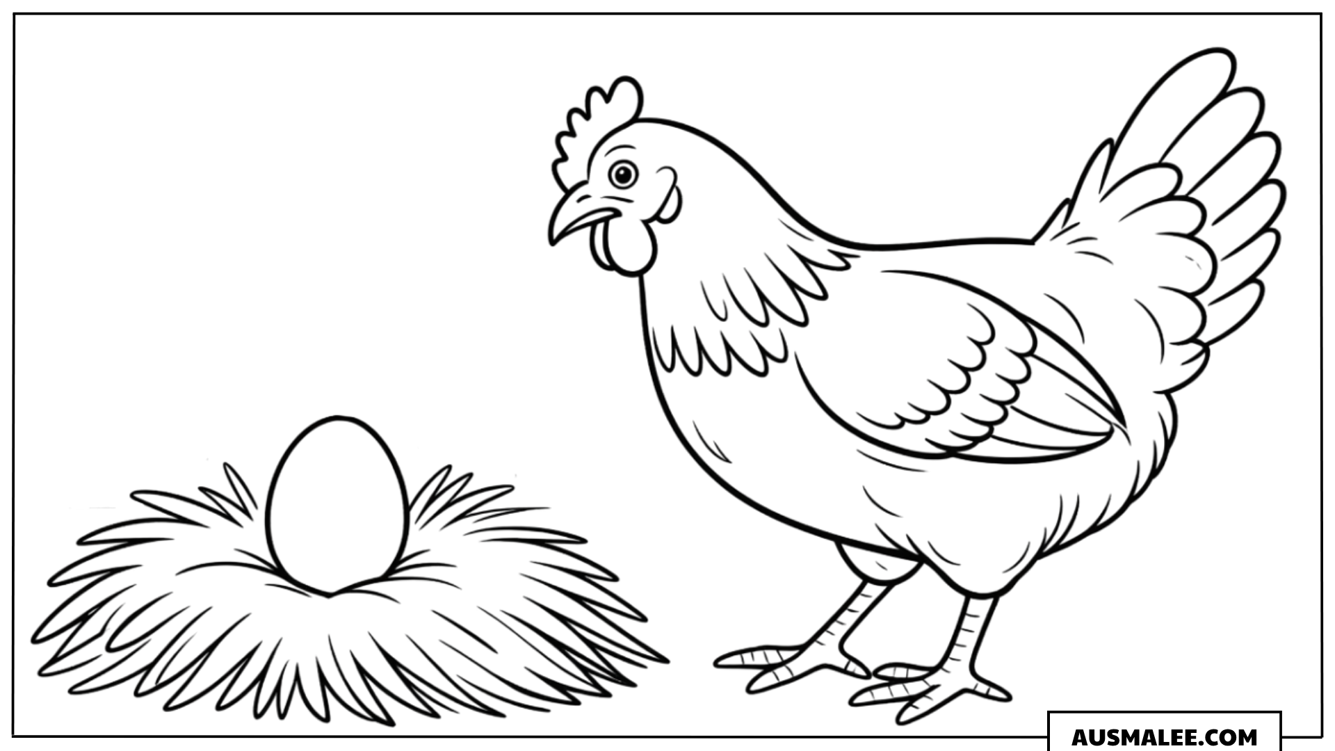 Huhn mit Ei im Nest Ausmalbild