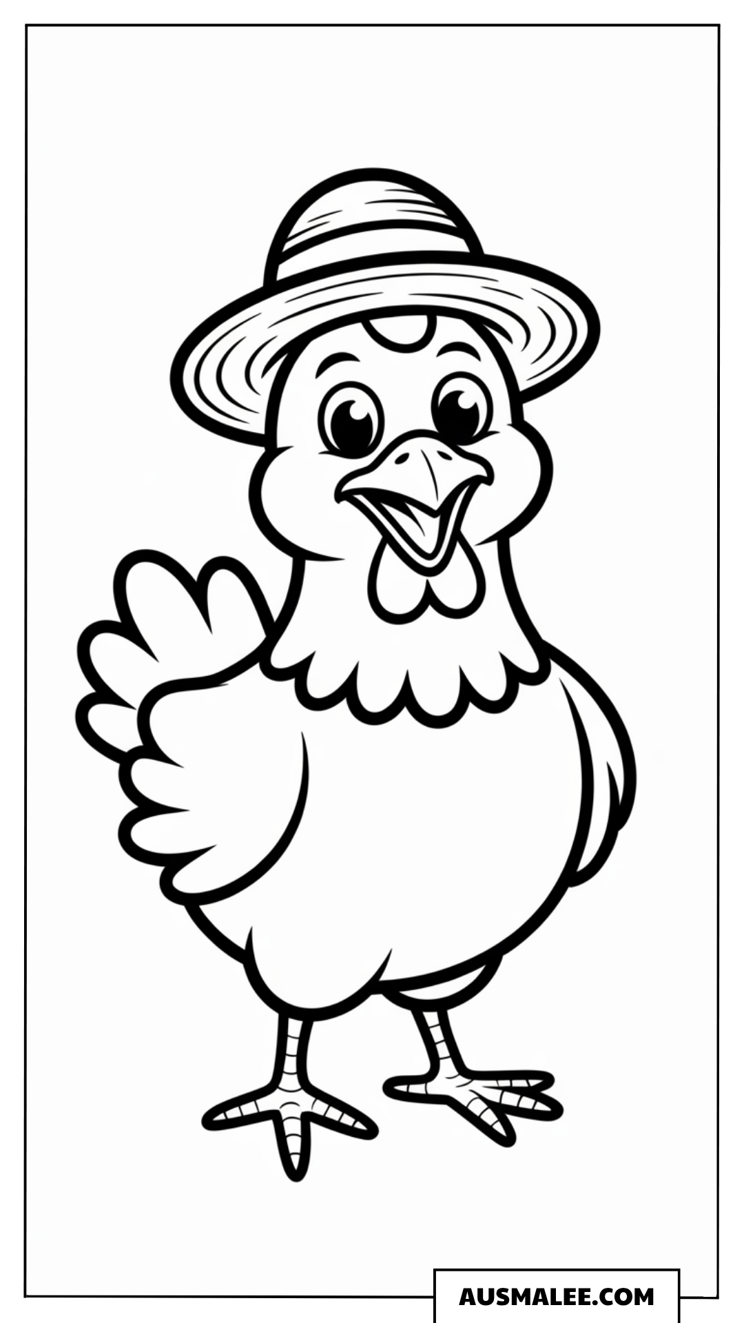 Huhn mit Hut Ausmalbild
