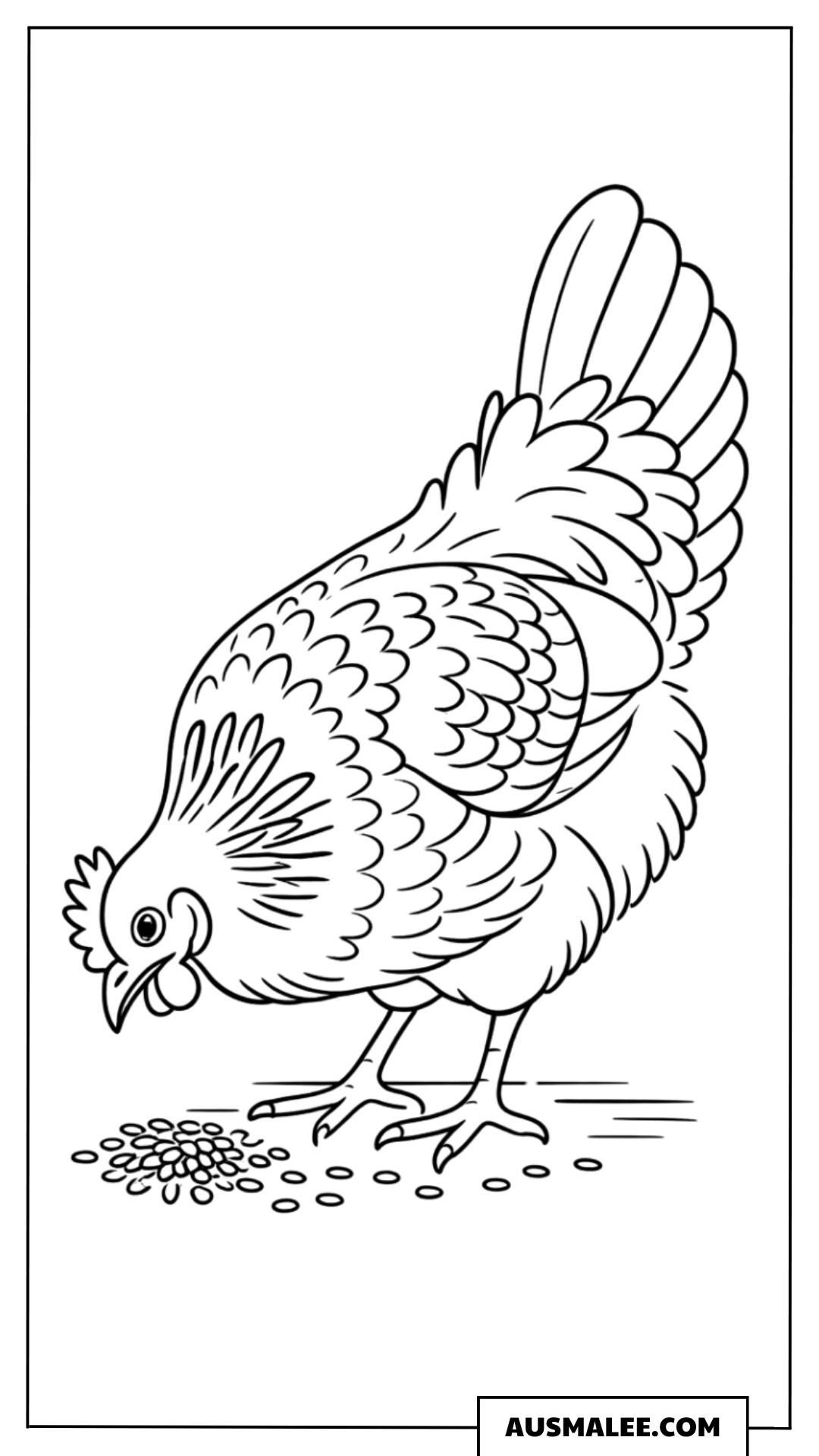 Huhn pickt Körner Ausmalbild