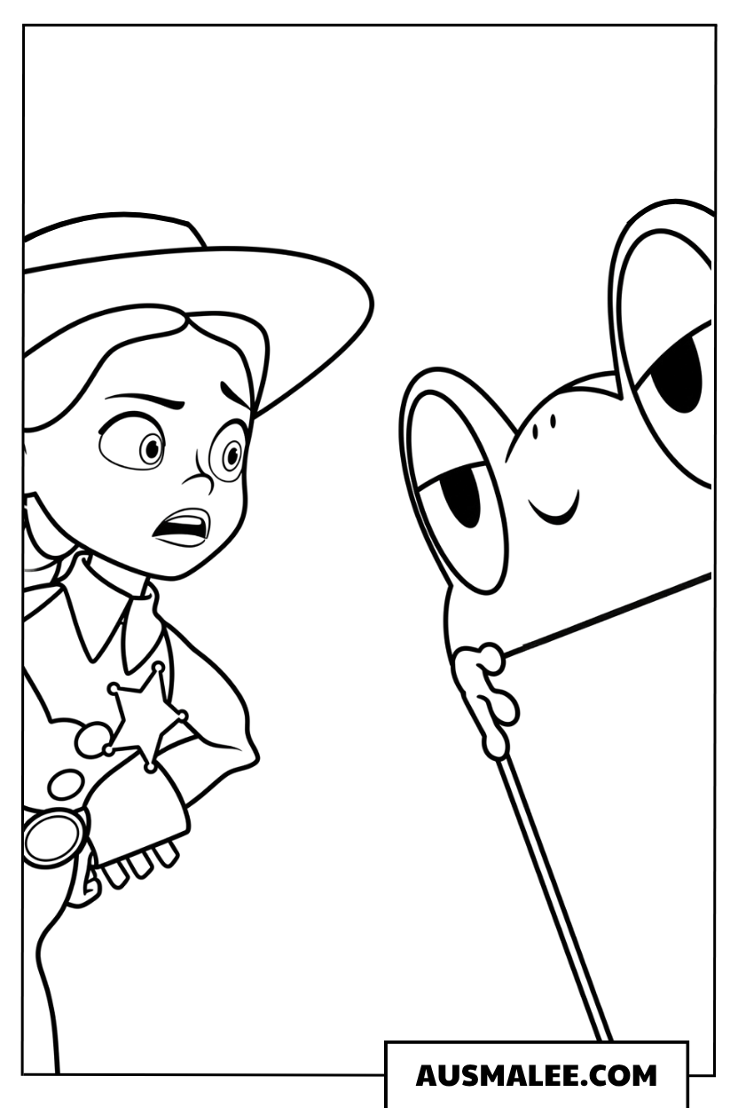Jessie und Lily Pad in Toy Story 5 ausmalbild