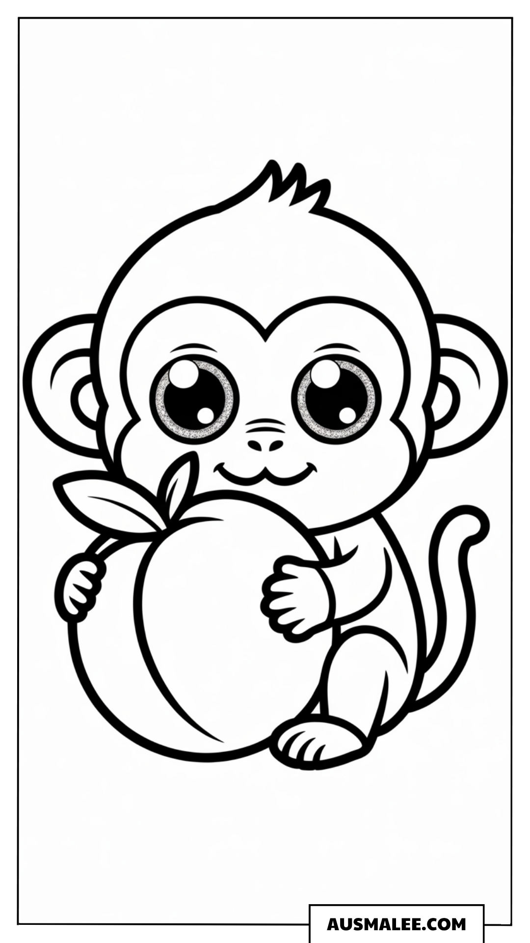Kawaii Affe mit Orange ausmalbild