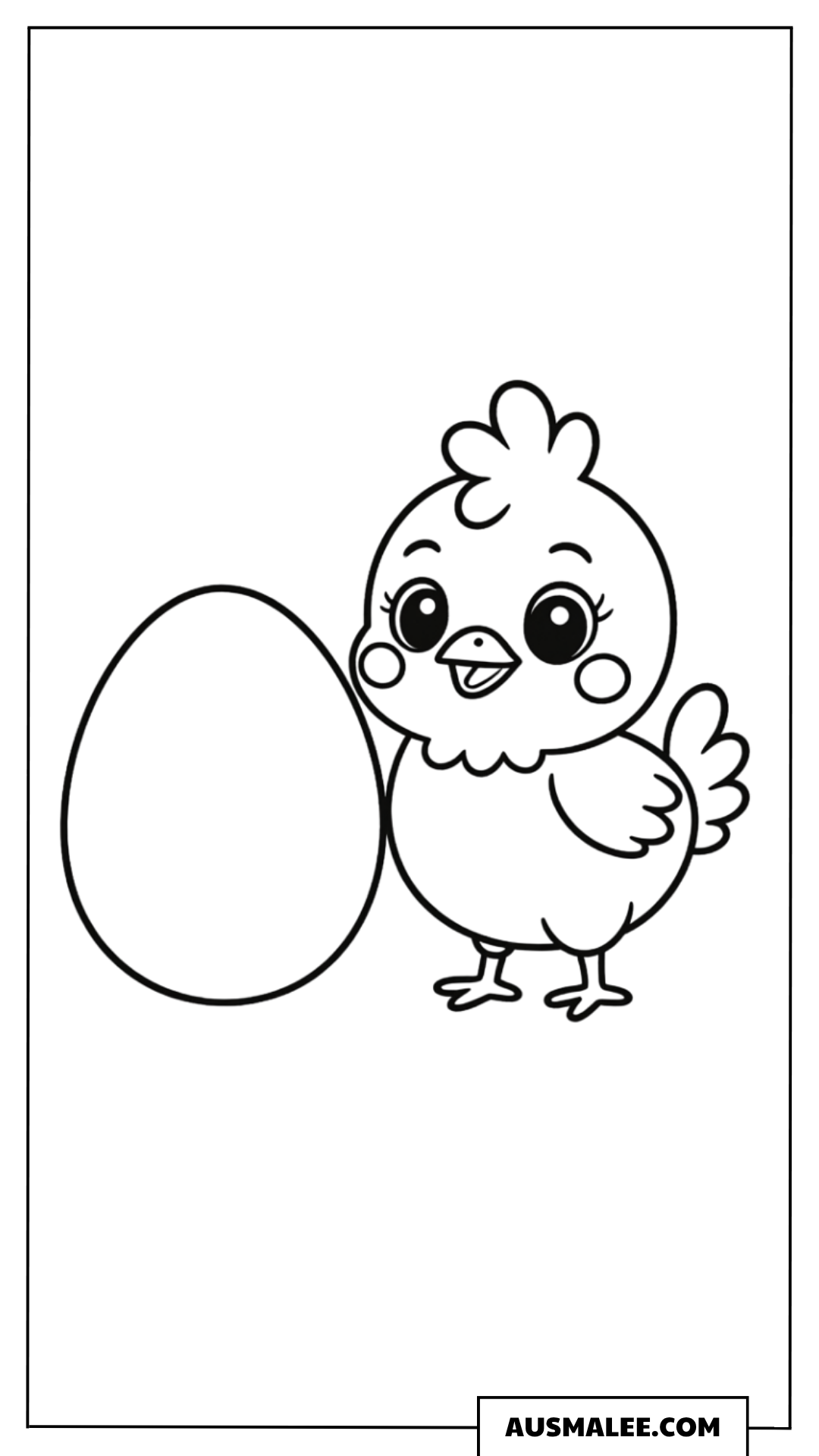 Kawaii Küken mit Ei Ausmalbild