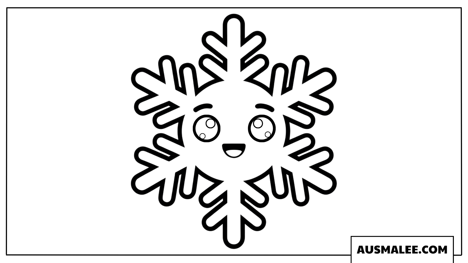 Kawaii-Schneeflocke Ausmalbild mit großen Augen