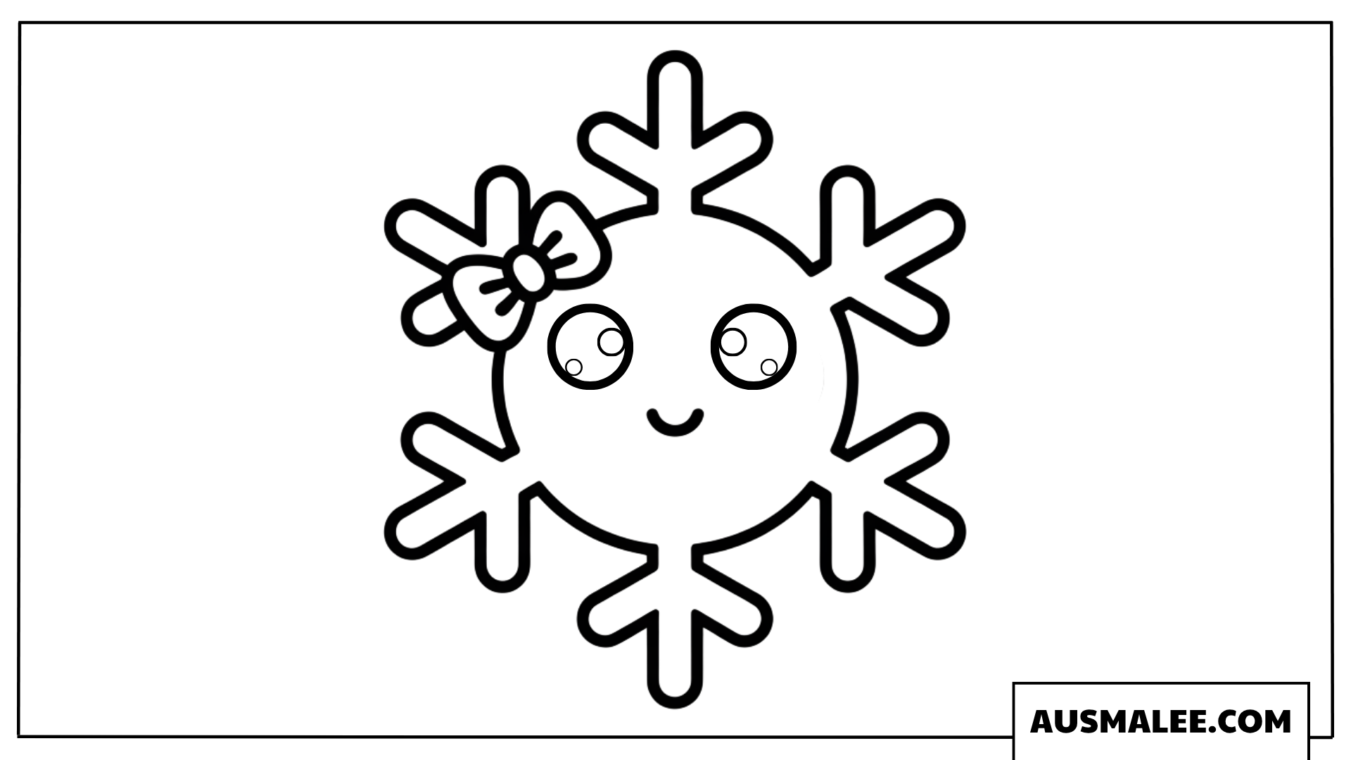 Kawaii-Schneeflocke mit Schleife Ausmalbild
