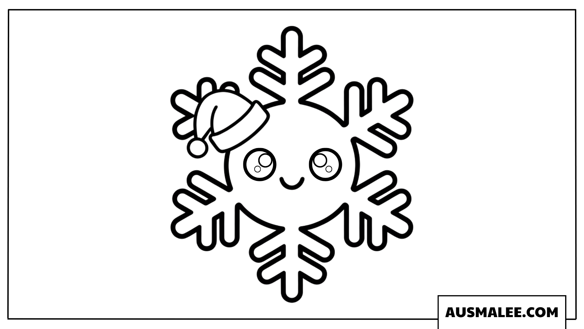 Kawaii-Schneeflocke mit Wintermütze Ausmalbild
