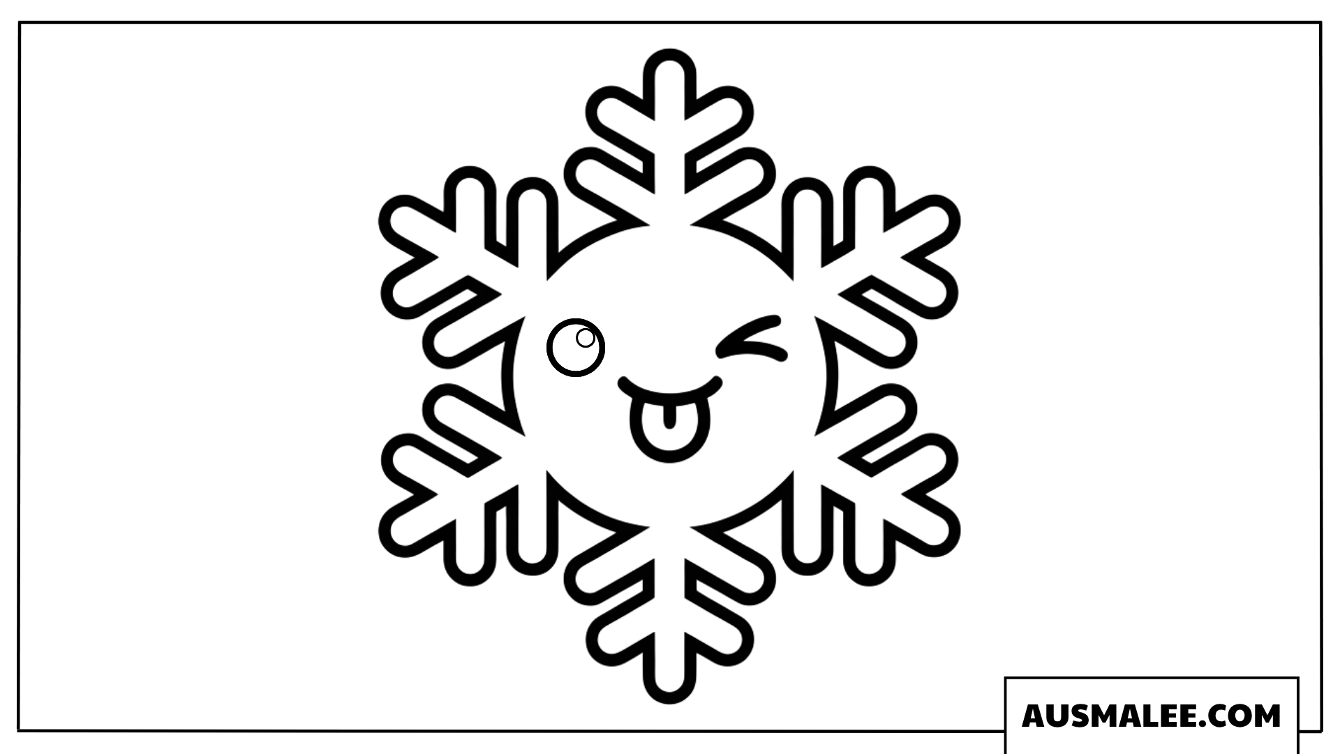 Kawaii-Schneeflocke zum Ausmalen mit Zwinkern