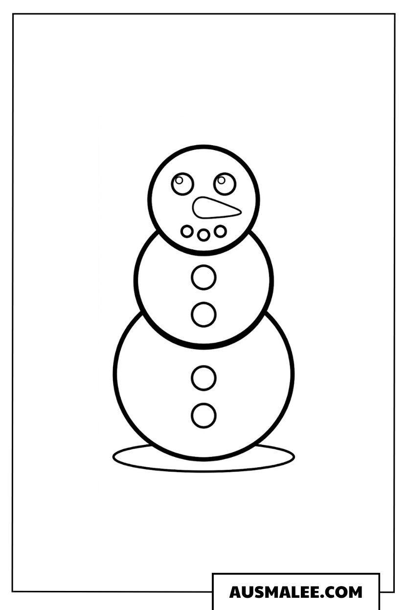 Klassischer dreiteiliger Schneemann ausmalbild