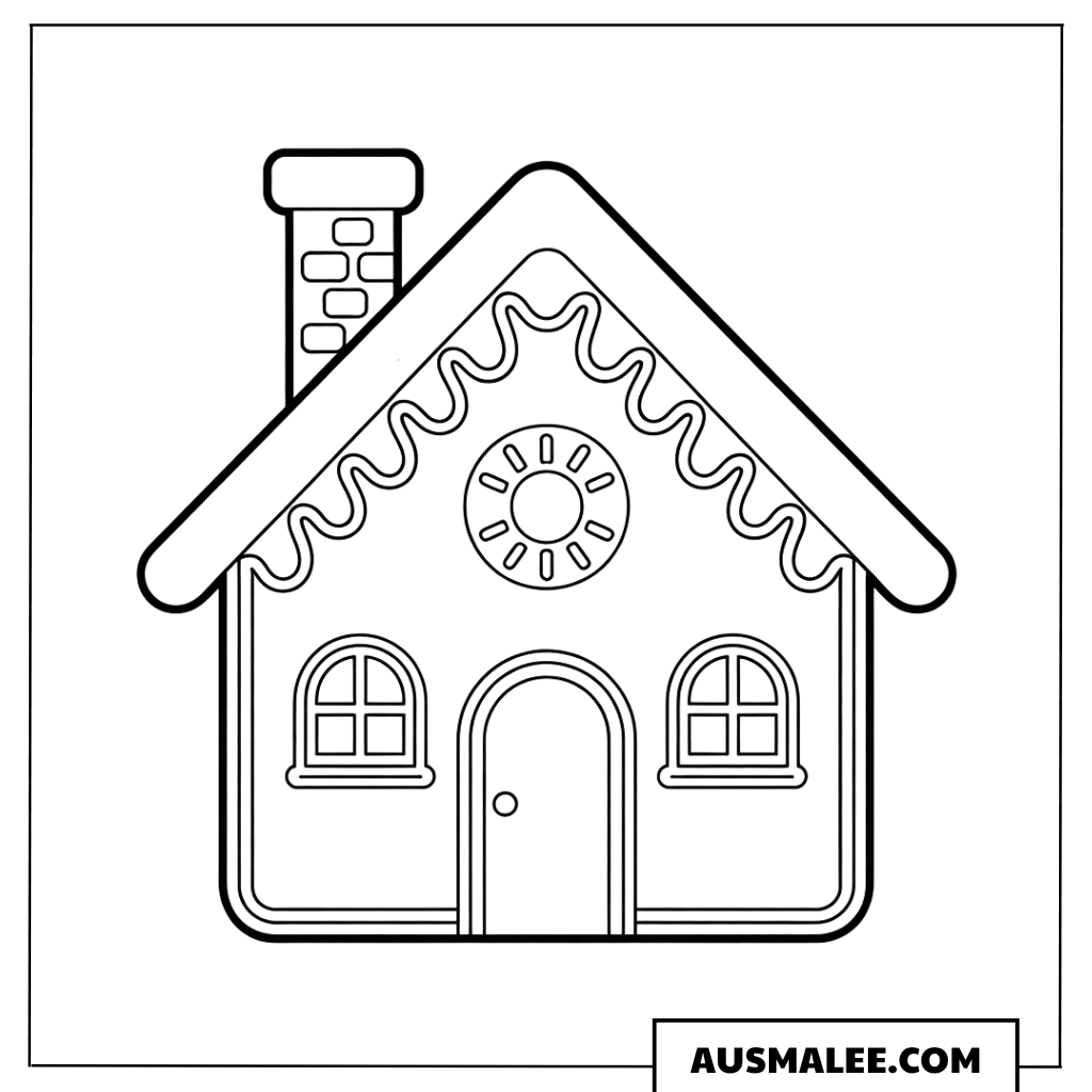 Klassisches Lebkuchenhaus Ausmalbild