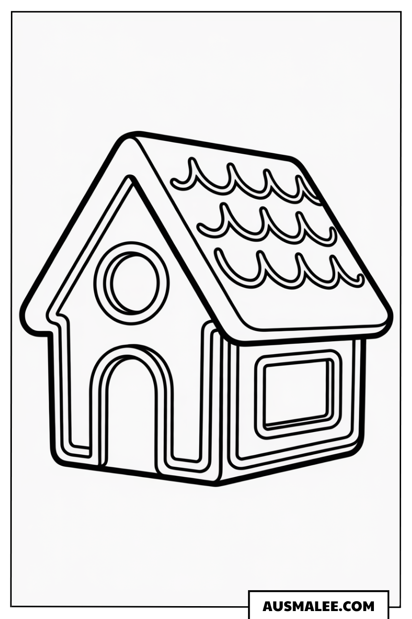 Kleines Lebkuchenhaus Ausmalbild