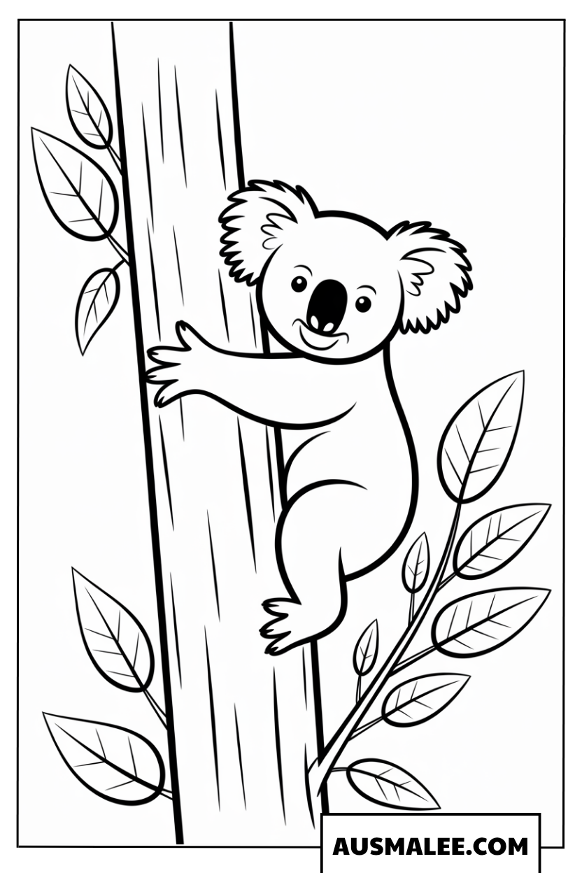 Kletternder Koala Ausmalbild