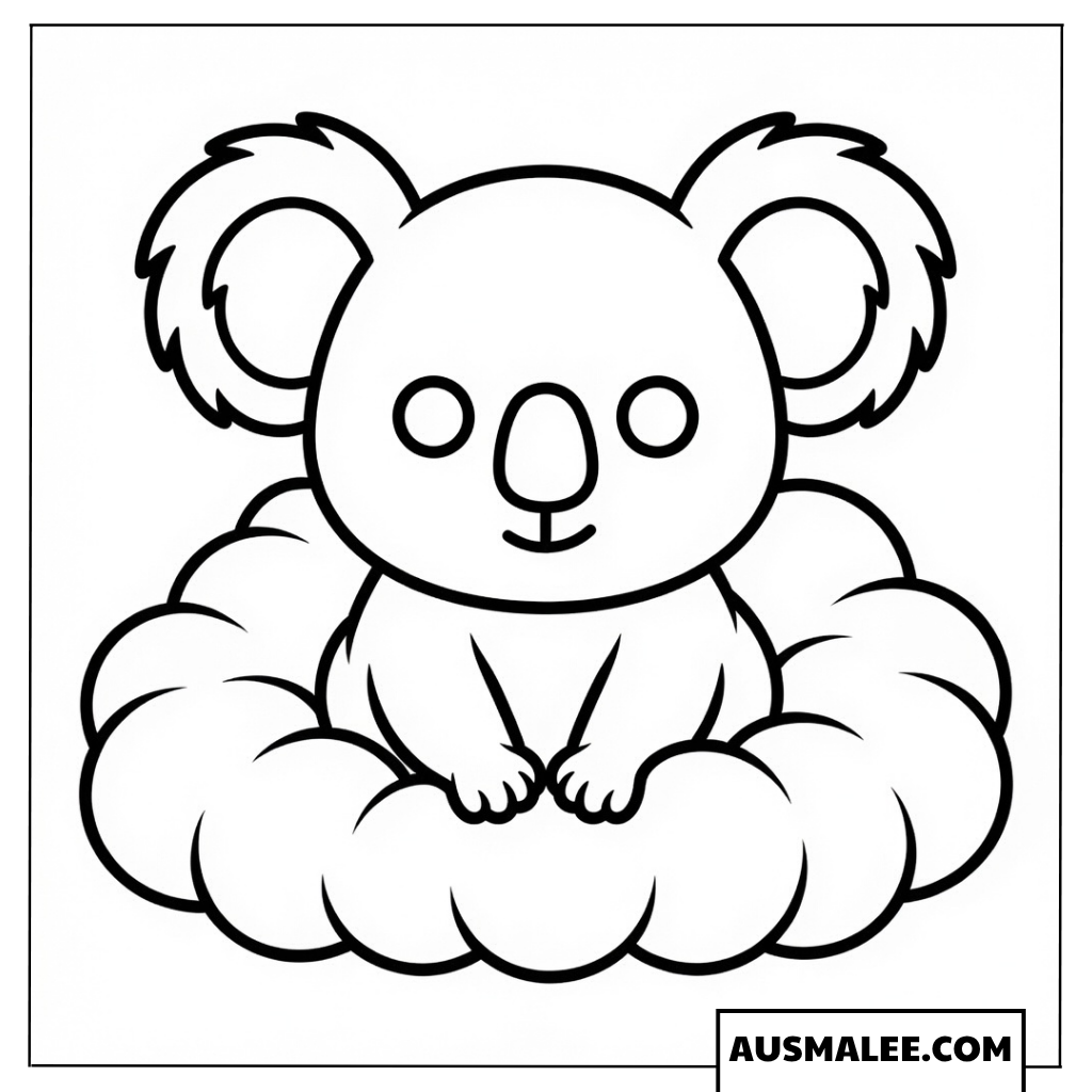 Koala-Baby auf einer Wolke Ausmalbild