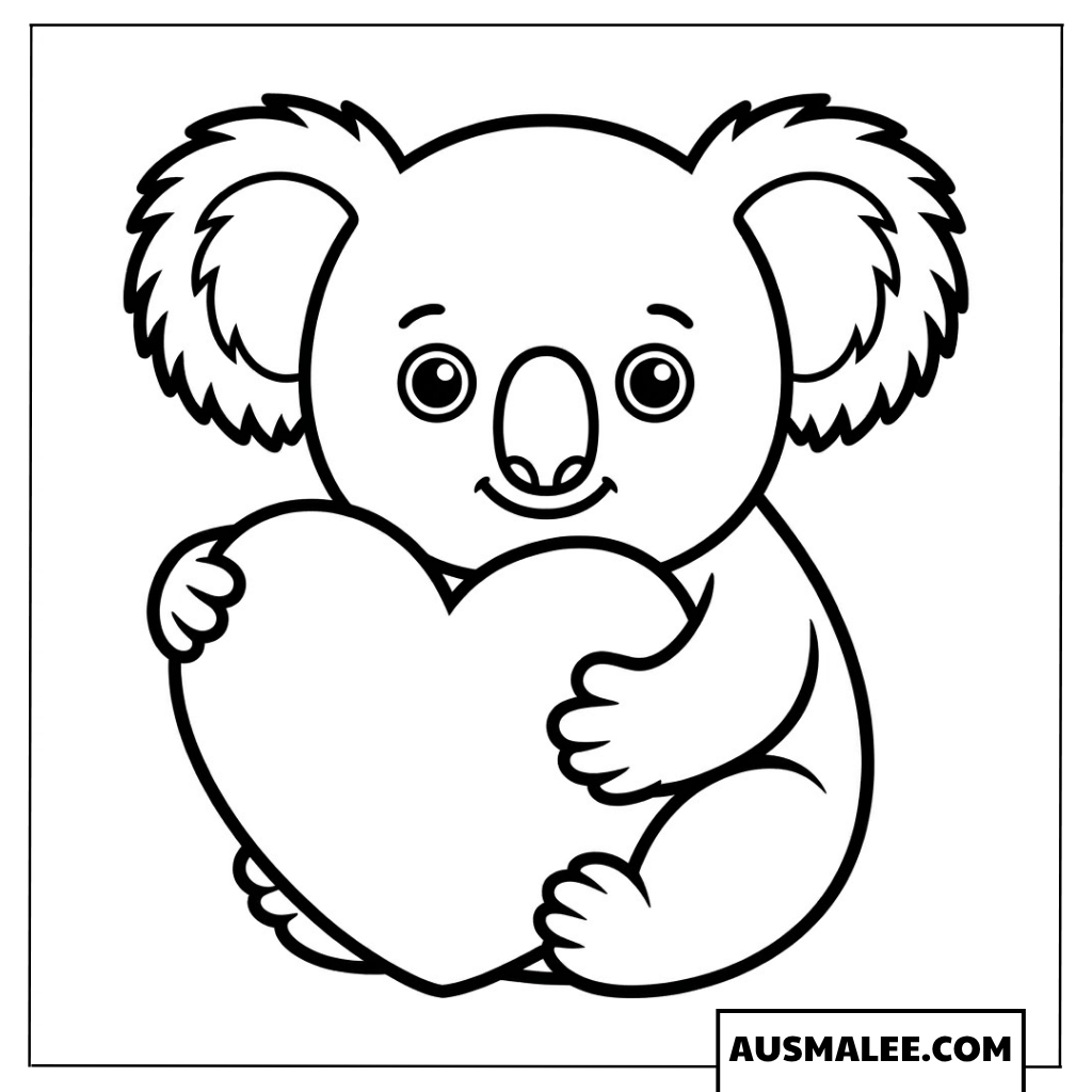 Koala-Baby mit Herz Ausmalbild