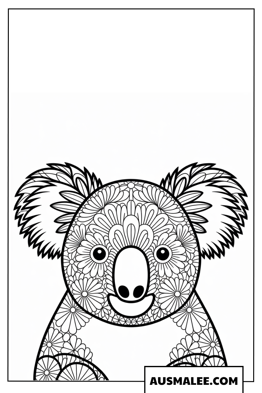 Koala-Kopf-Mandala Ausmalbild