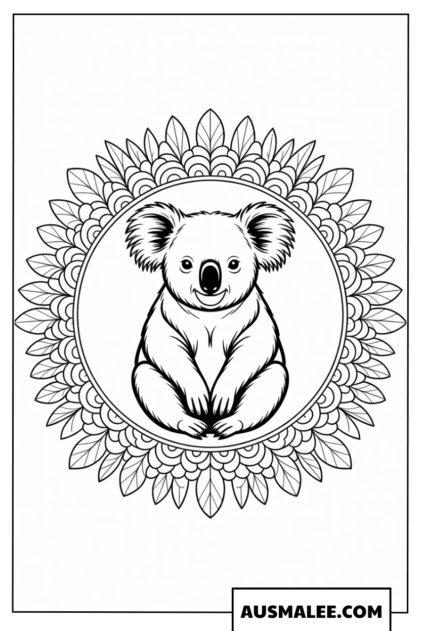 Koala-Mandala Ausmalbild