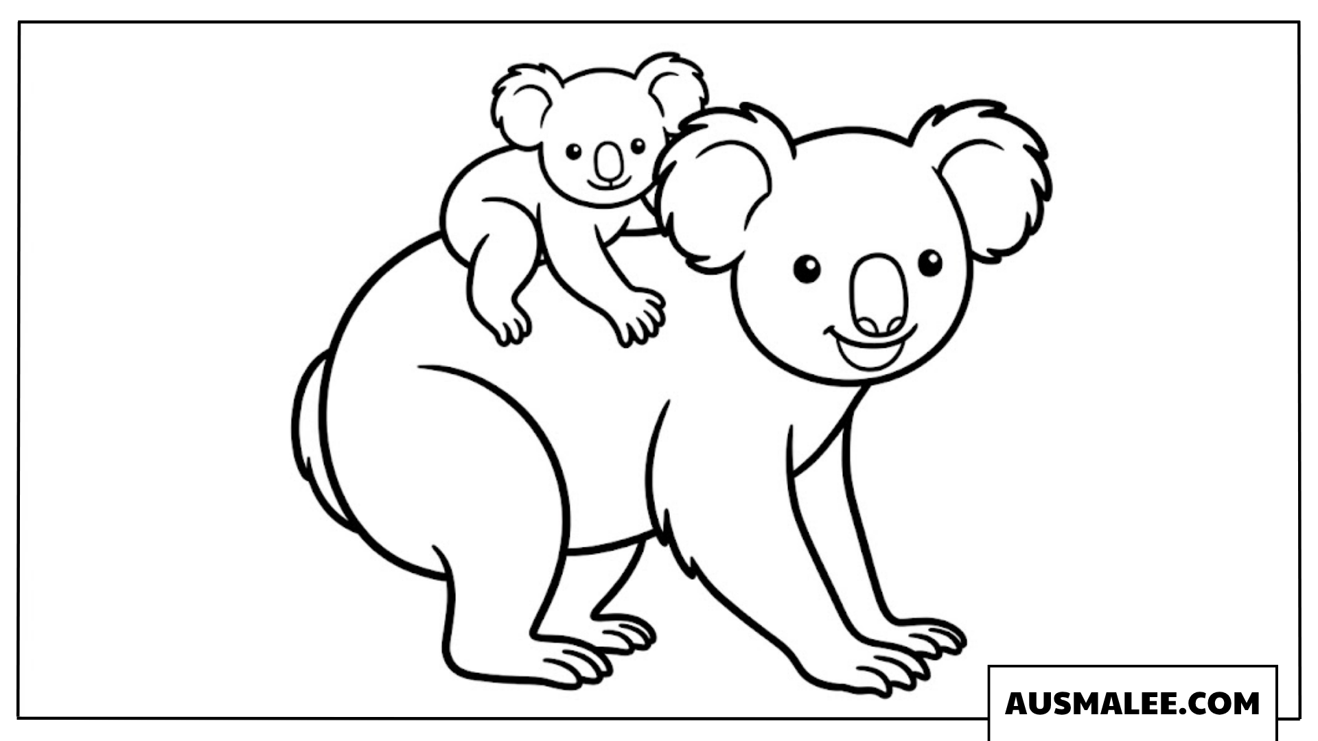 Koala-Mutter trägt ihr Junges Ausmalbild