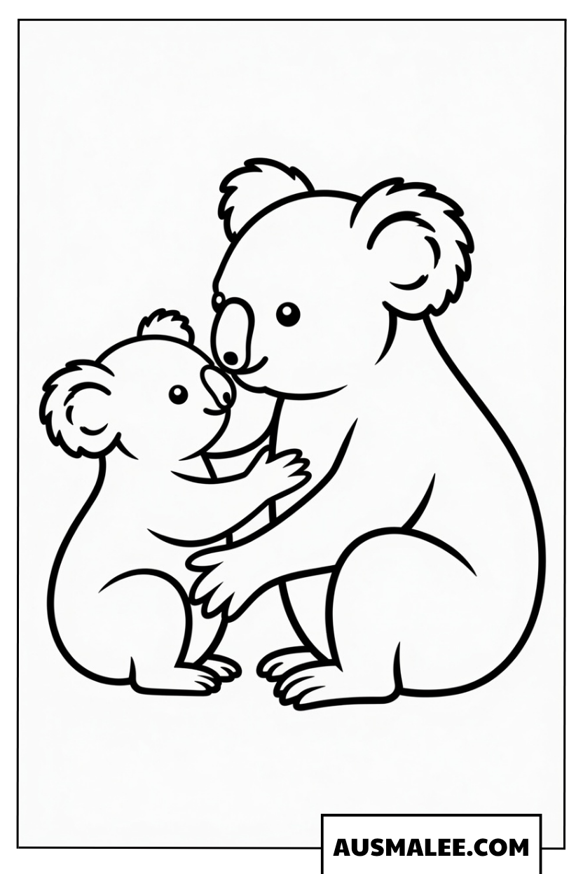Koala-Mutter und Baby Ausmalbild
