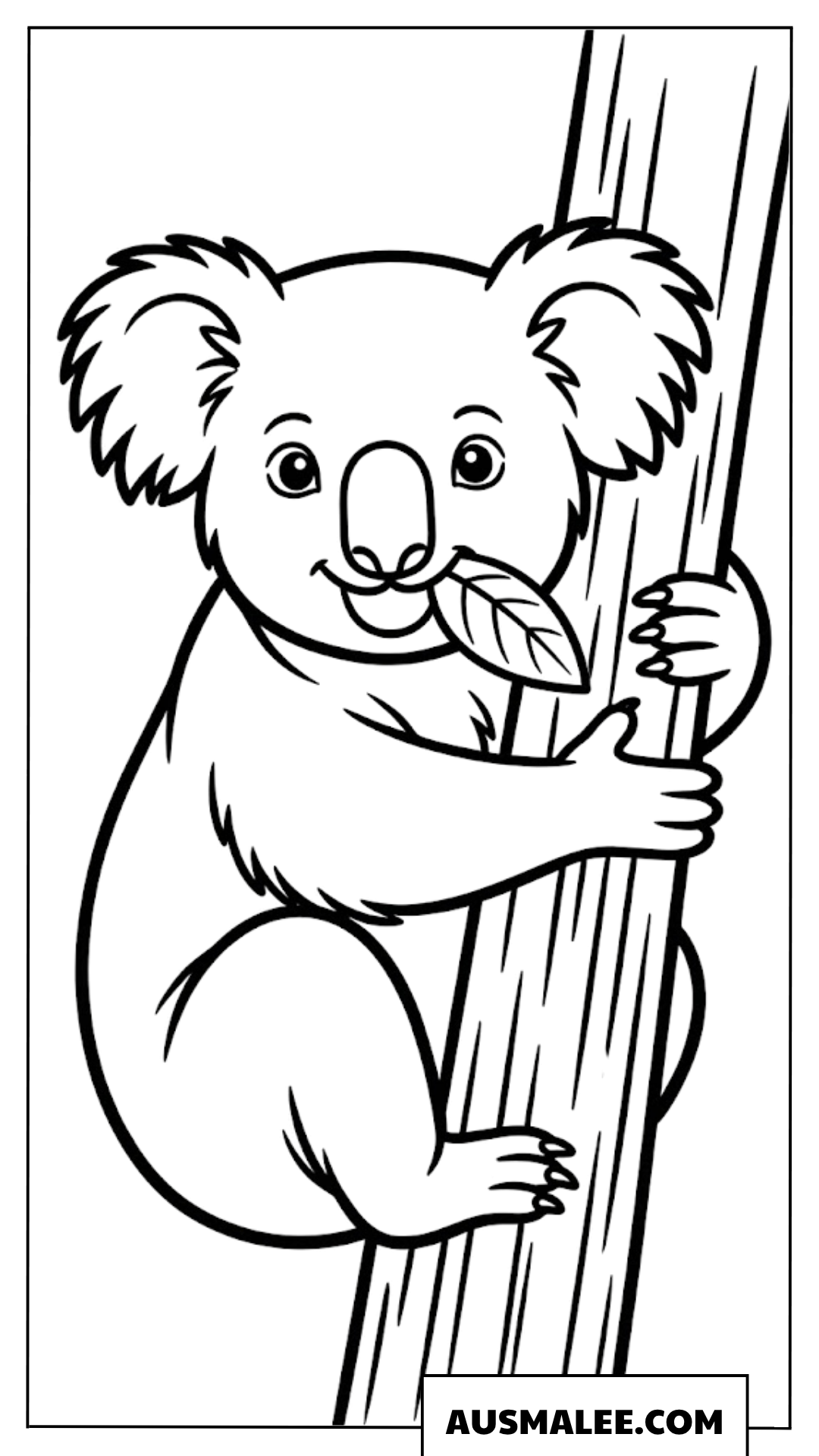 Koala frisst Eukalyptusblätter Ausmalbild