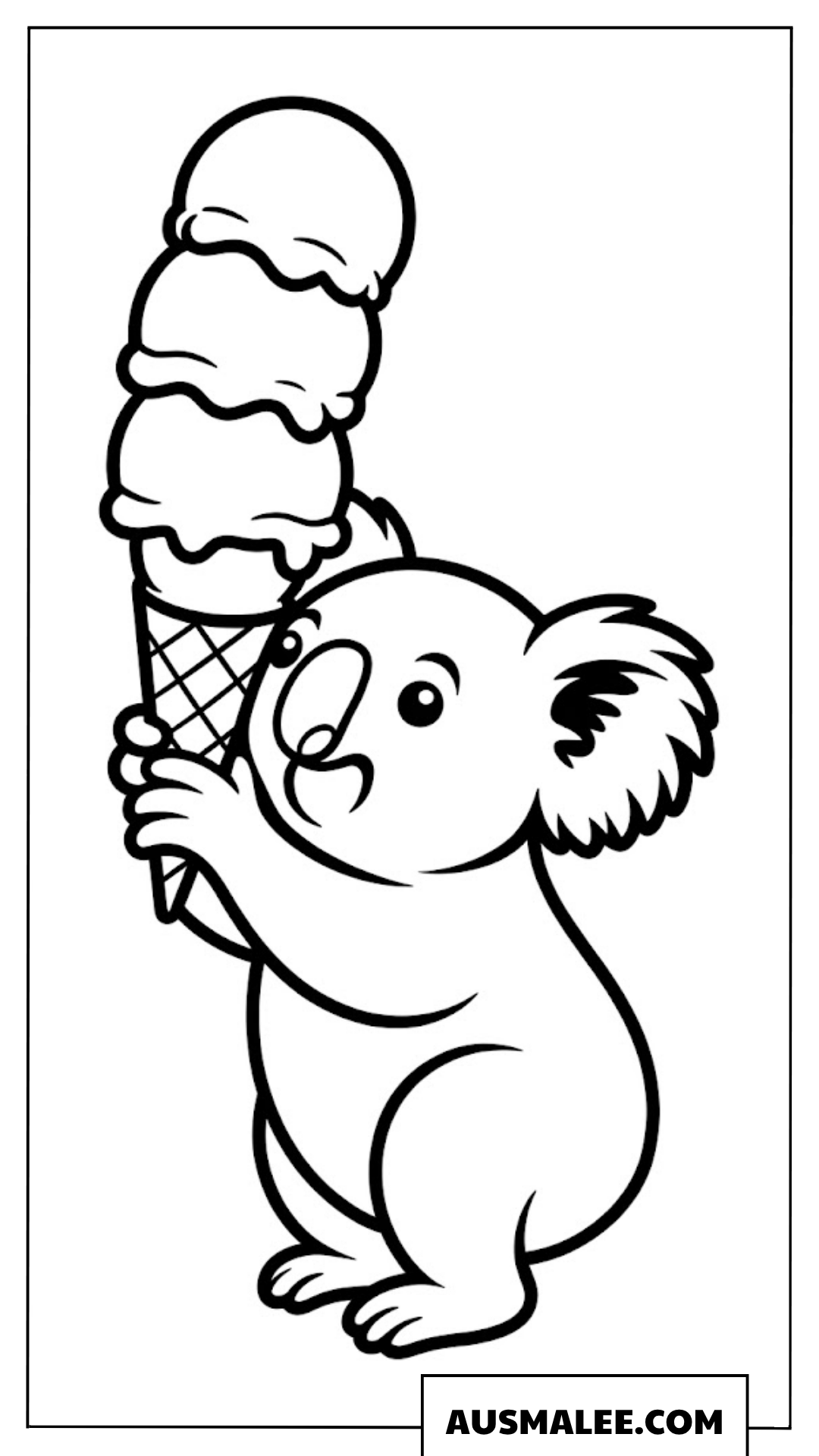 Koala mit Eiscreme Ausmalbild