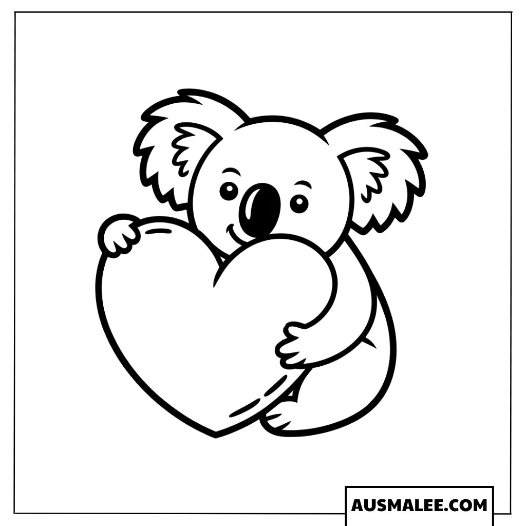 Koala mit Herz Ausmalbild