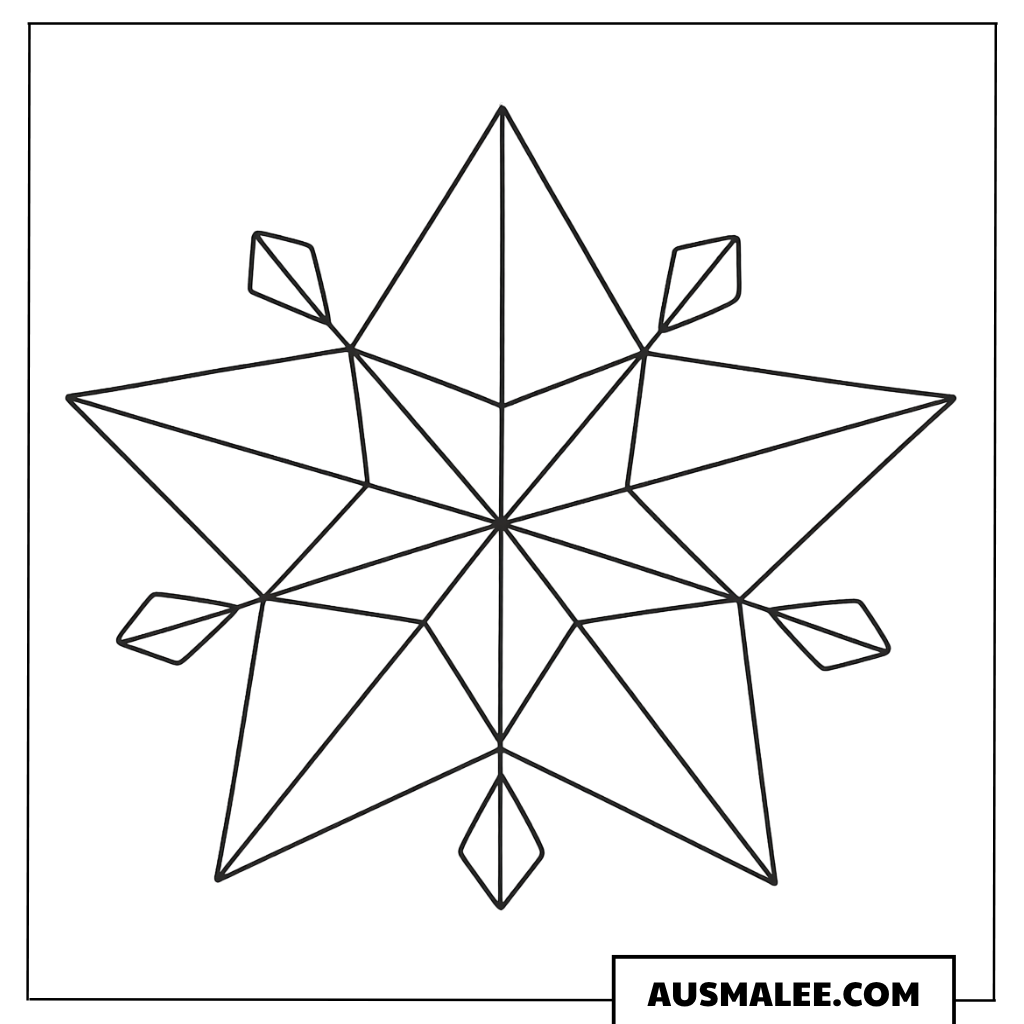 Komplexer geometrischer Stern-Mandala Ausmalbild